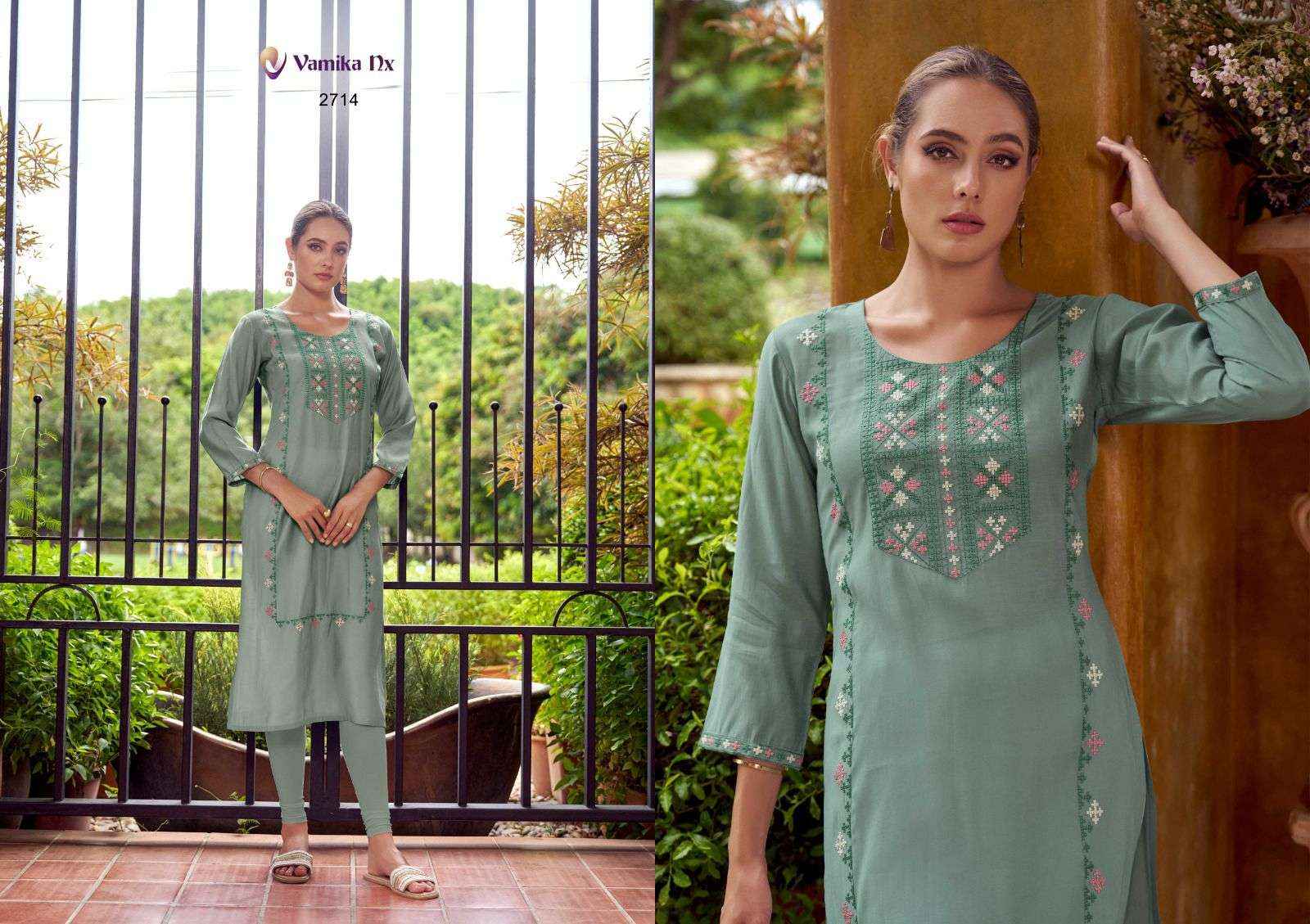 Vamika NX Melody Chanderi Kurti With Pant 6 pcs Catalogue