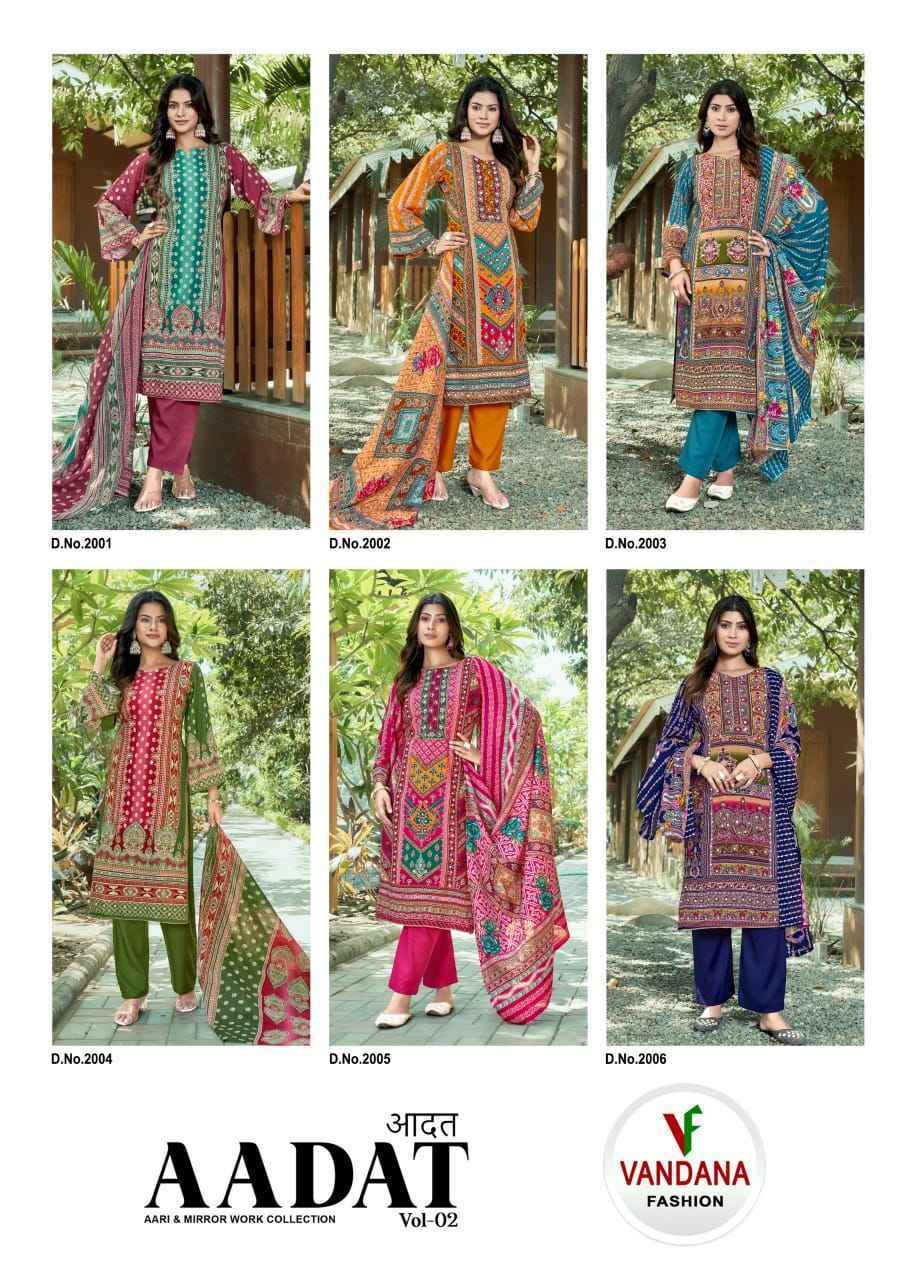Vandana Fashion Aadat Vol-2 Viscouse Rayon Dress Material (6 pcs Catalogue)