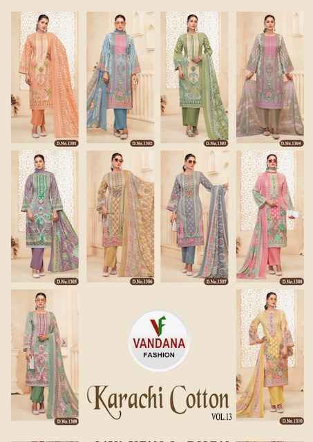 Vandana Fashion Karachi Cotton Vol 13 Cotton Dress Material 10 pcs Catalogue