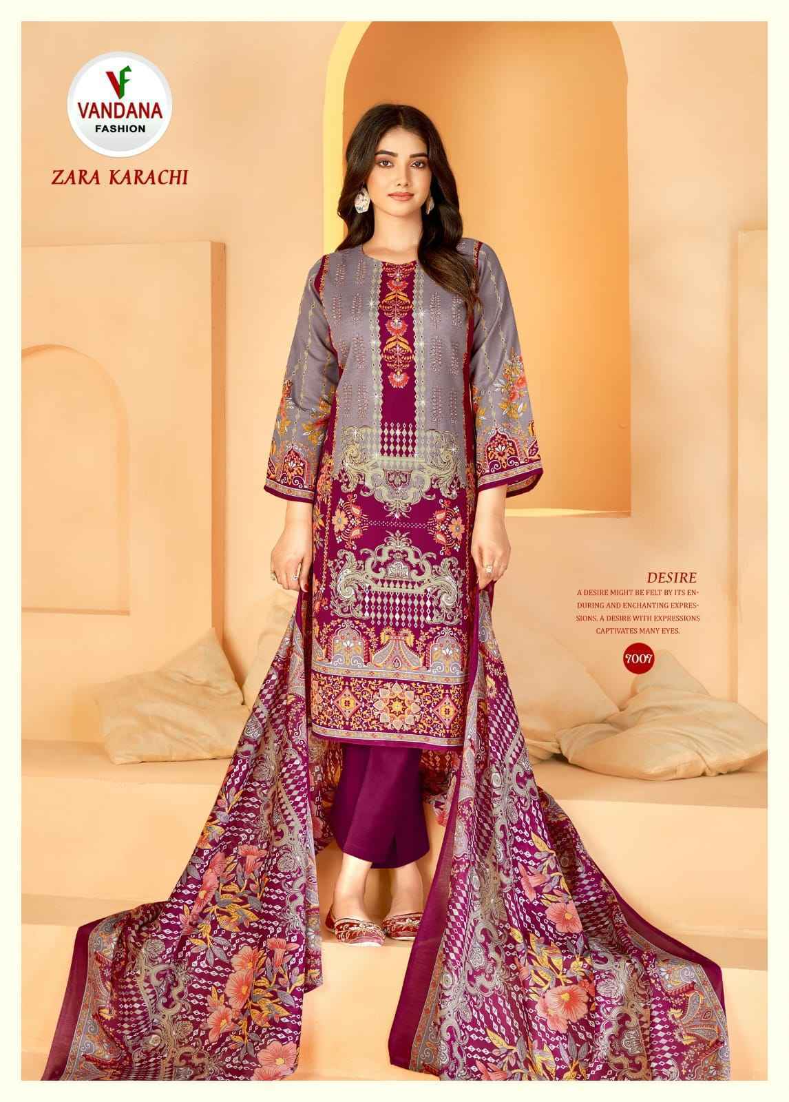 Vandana Fashion Zara Karachi Vol 7 Cotton Dress Material 8 pcs Catalogue