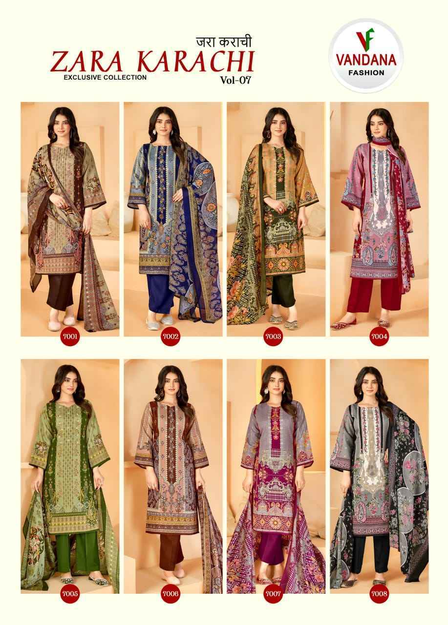 Vandana Fashion Zara Karachi Vol 7 Cotton Dress Material 8 pcs Catalogue