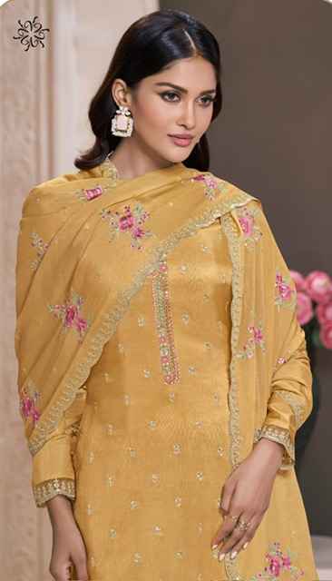 Vinay Kuleesh Zarkan Moonga Silk Dress Material 5 pcs Catalogue