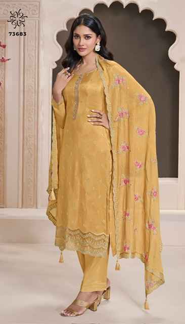 Vinay Kuleesh Zarkan Moonga Silk Dress Material 5 pcs Catalogue