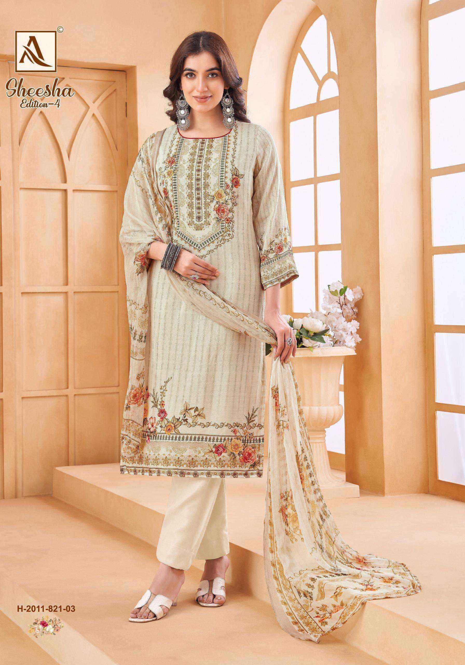 Alok Sheesha Vol-4 Viscose Muslin Dress Material (4 pcs Catalogue)