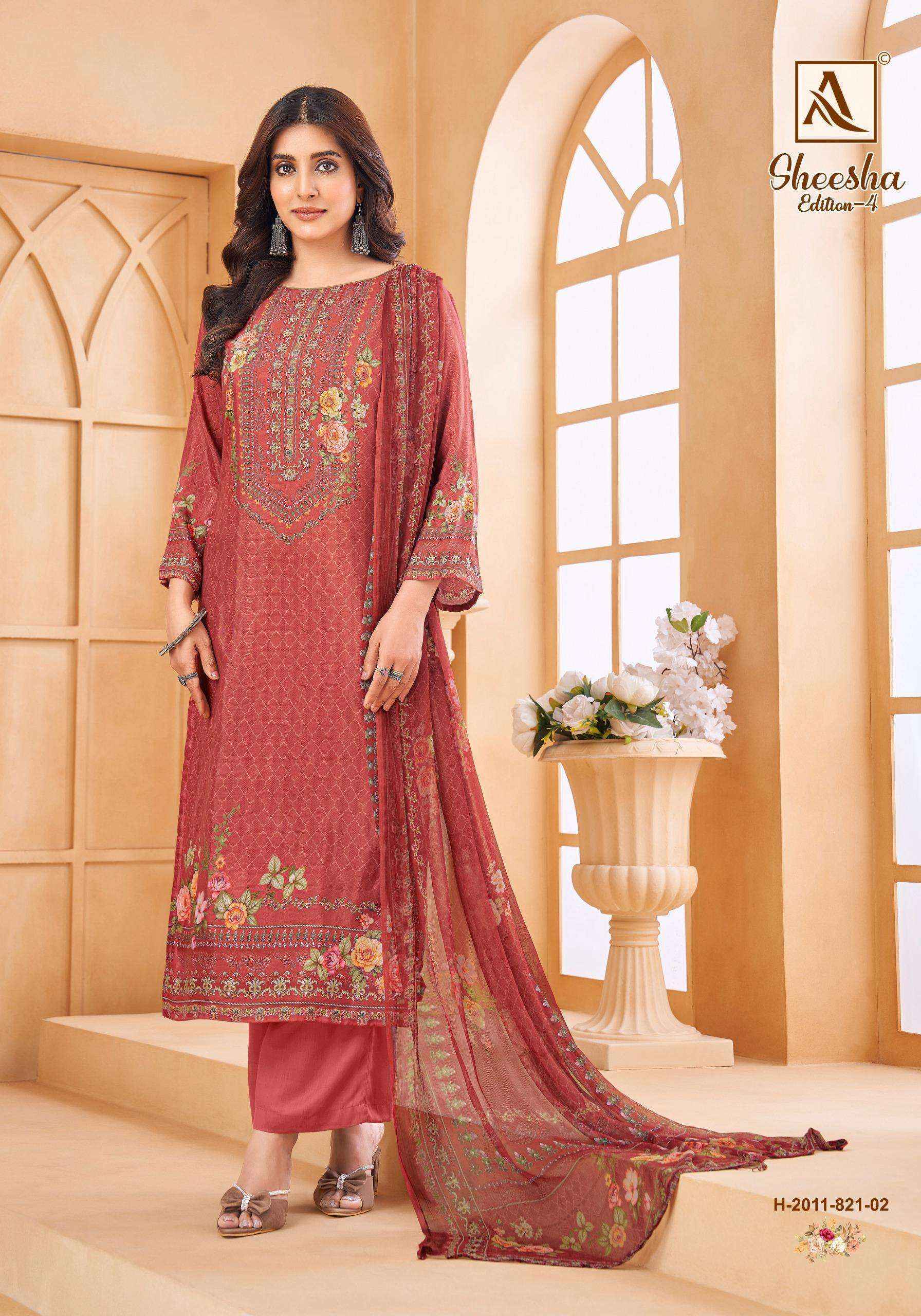 Alok Sheesha Vol-4 Viscose Muslin Dress Material (4 pcs Catalogue)
