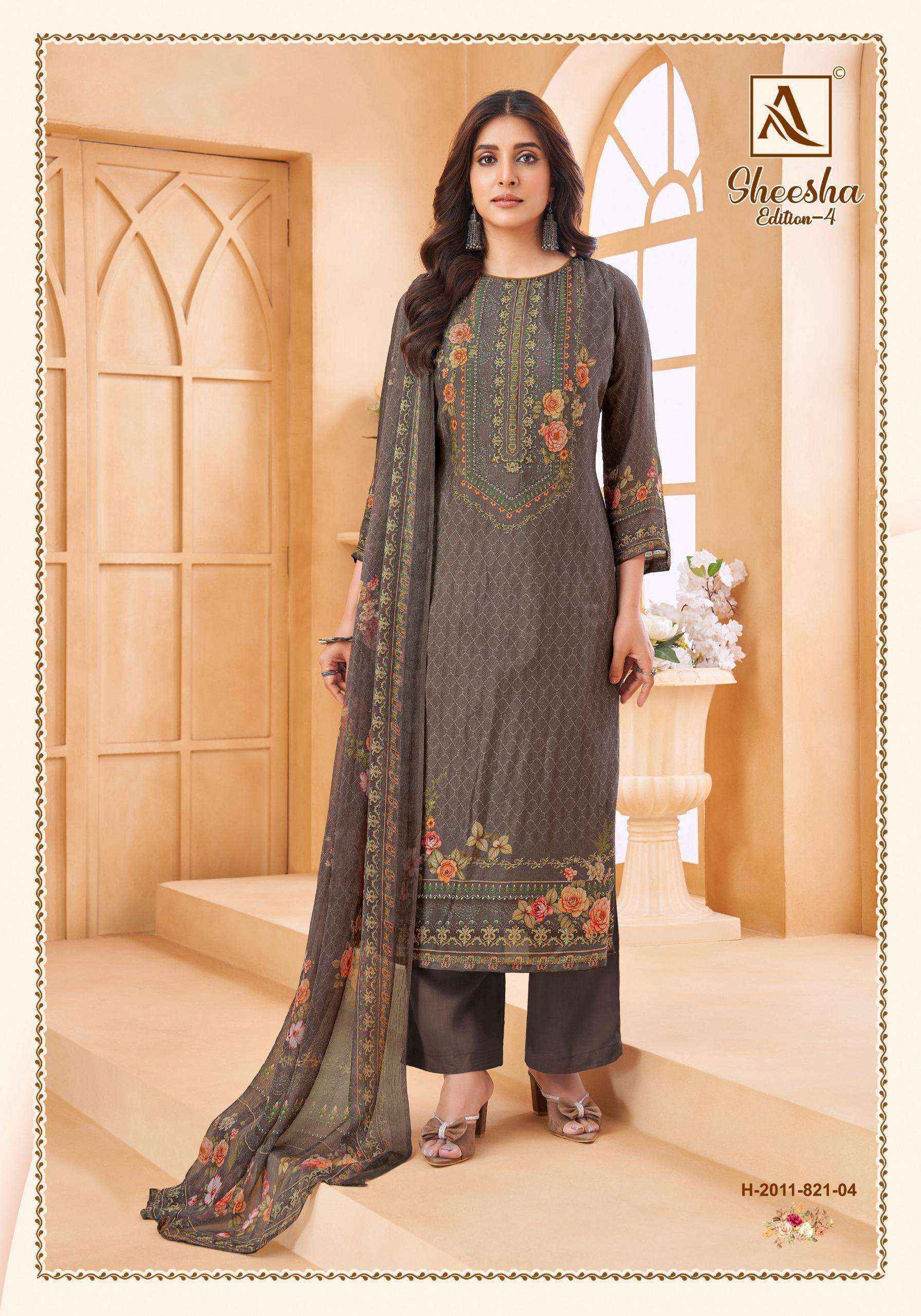 Alok Sheesha Vol-4 Viscose Muslin Dress Material (4 pcs Catalogue)