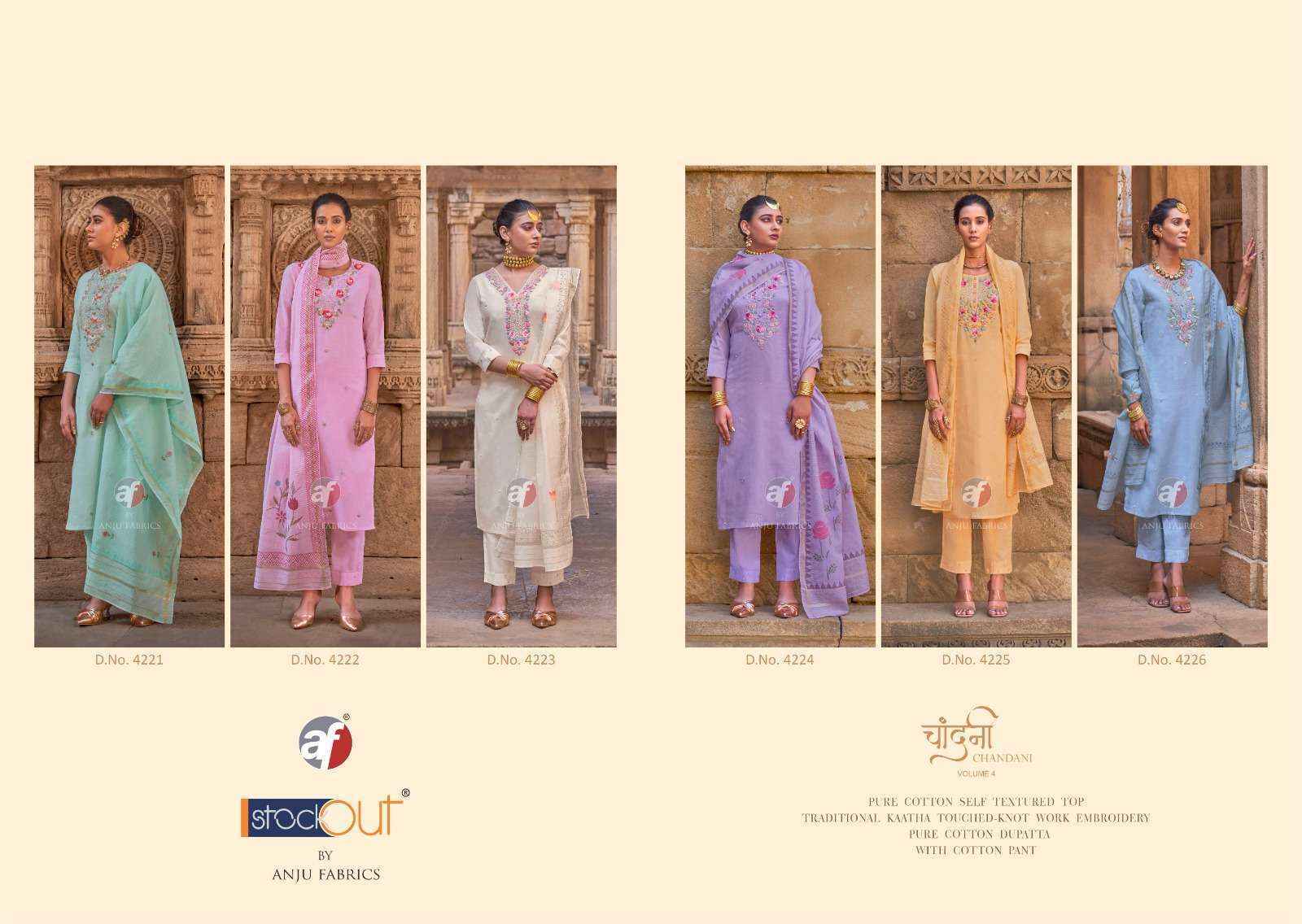 Anju Fabrics Chandani Vol-4 Cotton Readymade Suit (6 pcs Catalogue)