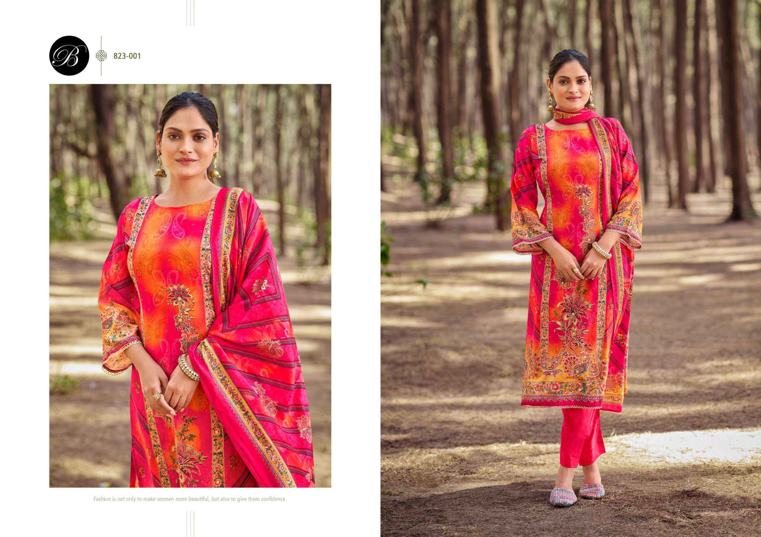 Belliza Shabnam Viscose Muslin Dress Material (3 pcs Catalogue)