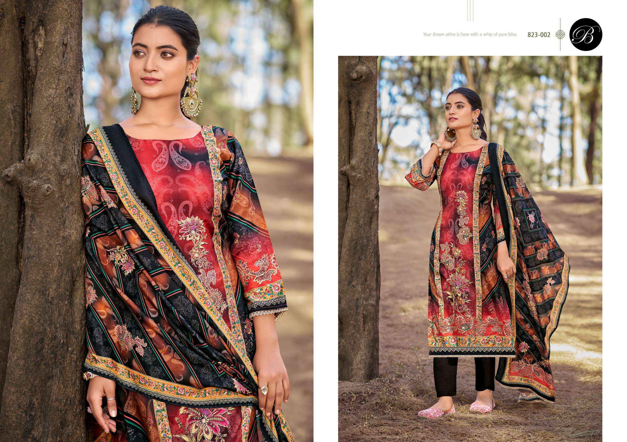 Belliza Shabnam Viscose Muslin Dress Material (3 pcs Catalogue)