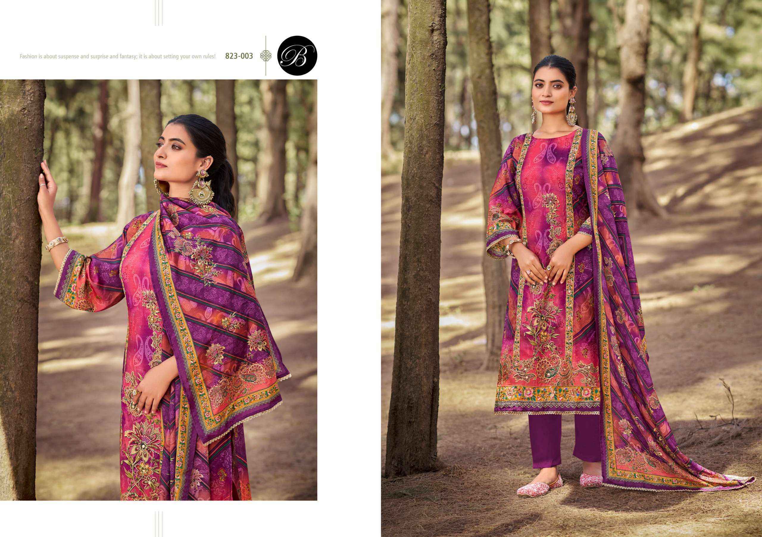 Belliza Shabnam Viscose Muslin Dress Material (3 pcs Catalogue)