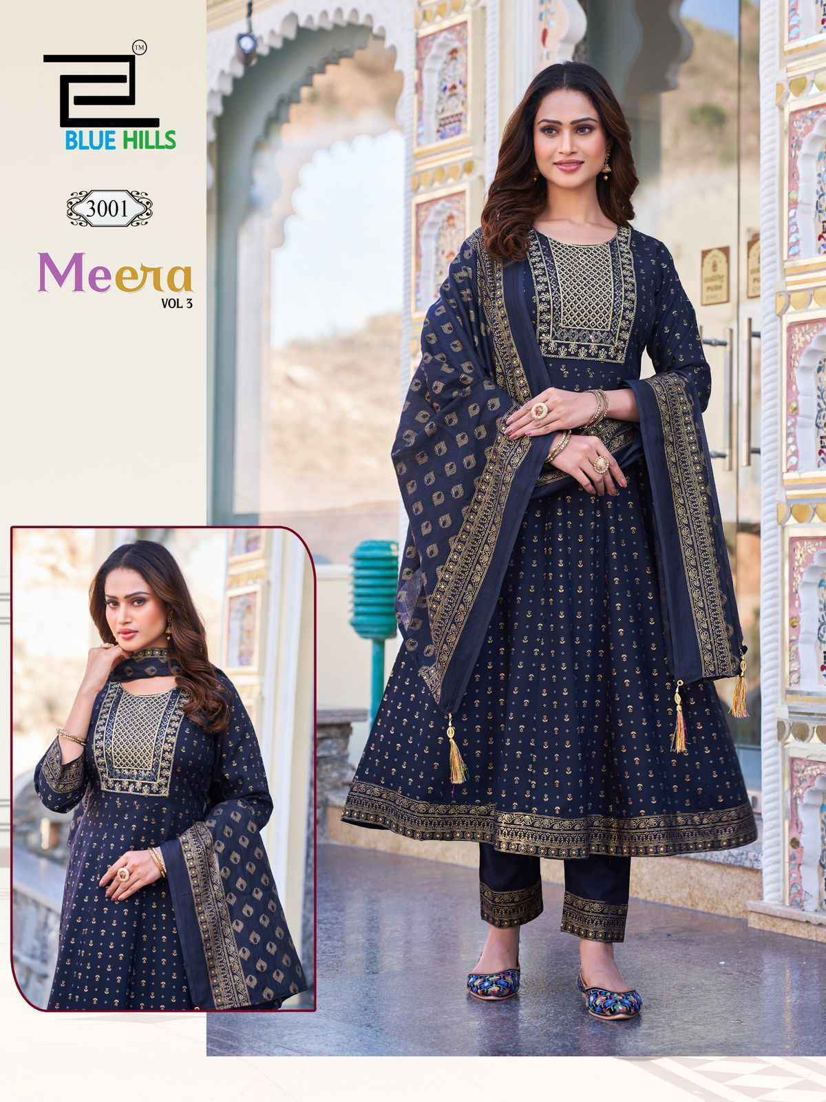 Blue Hills Meera Vol-3 Nx Rayon Readymade Suit (4 pcs Catalogue)