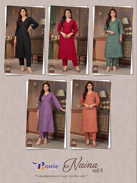 Bonie Naina Vol-5 Viscouse Kurti With Plazzo (5 pcs Catalogue)