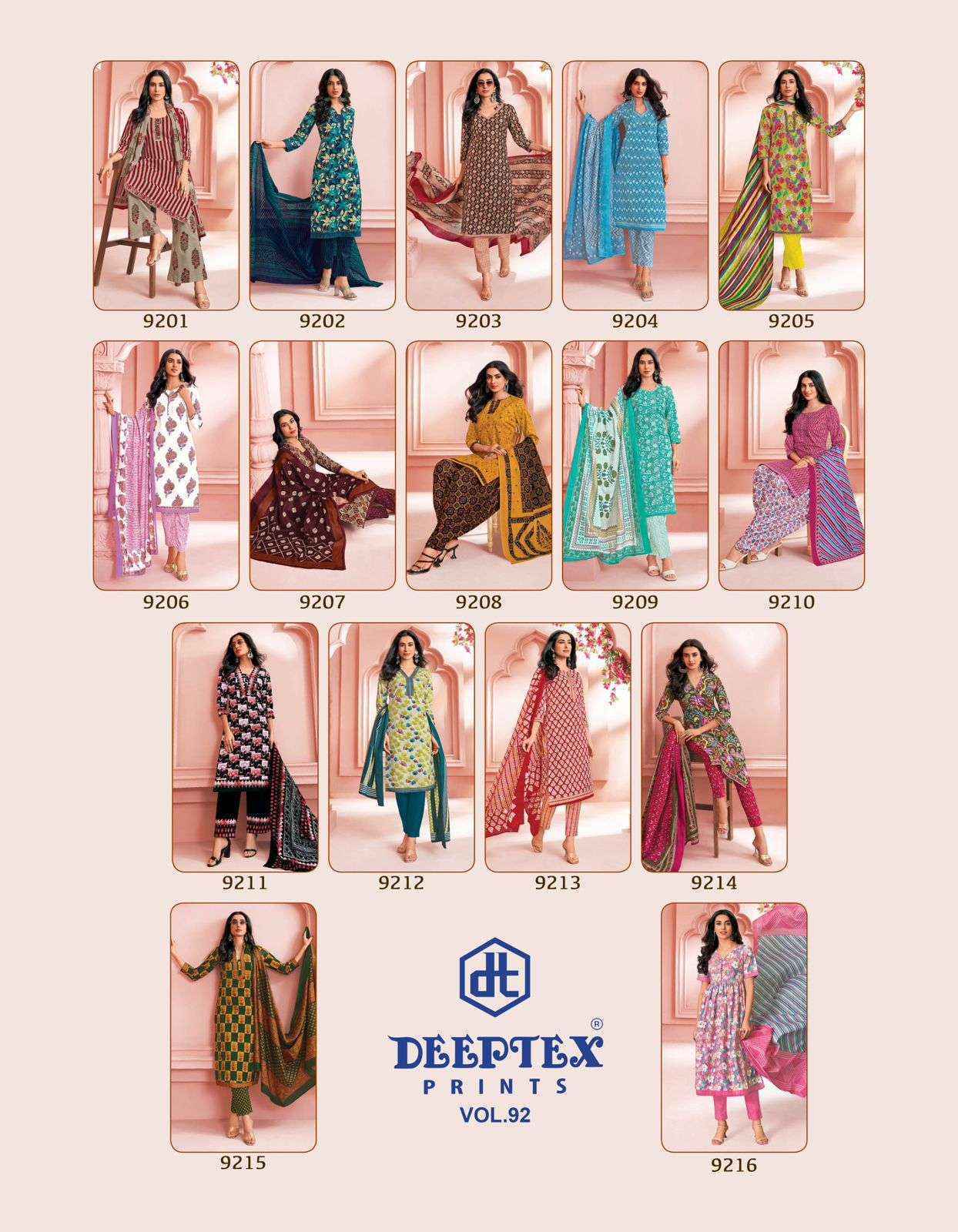 Deeptex Miss India Vol-92 Cotton Dress Material (16 pcs Catalogue)
