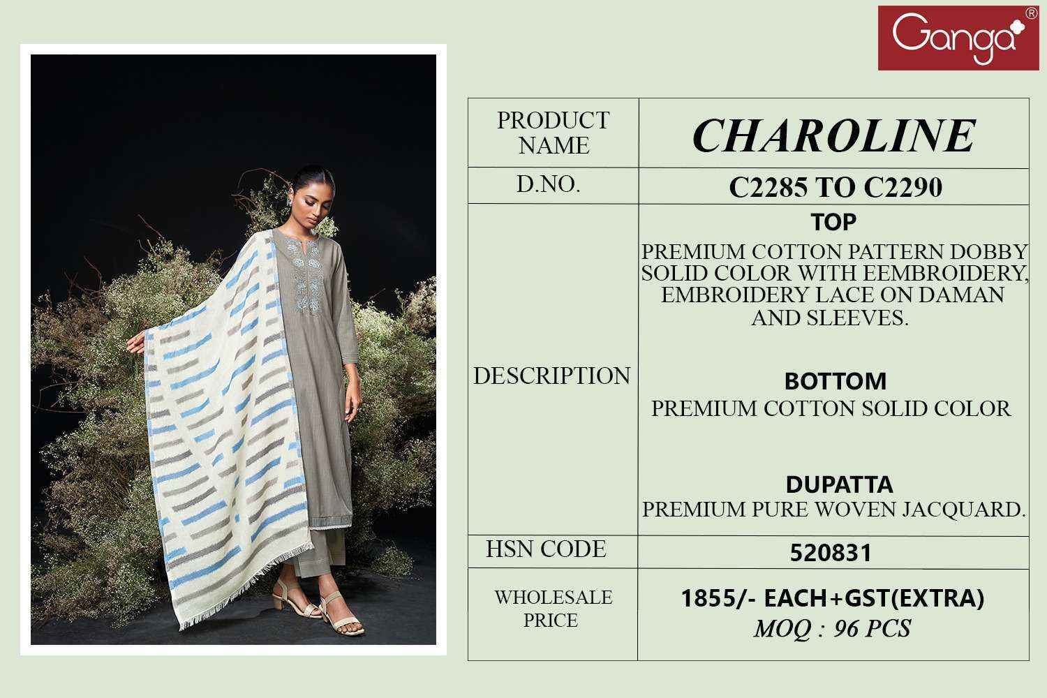 Ganga Charoline Cotton Dress Material (6 pcs Catalogue)