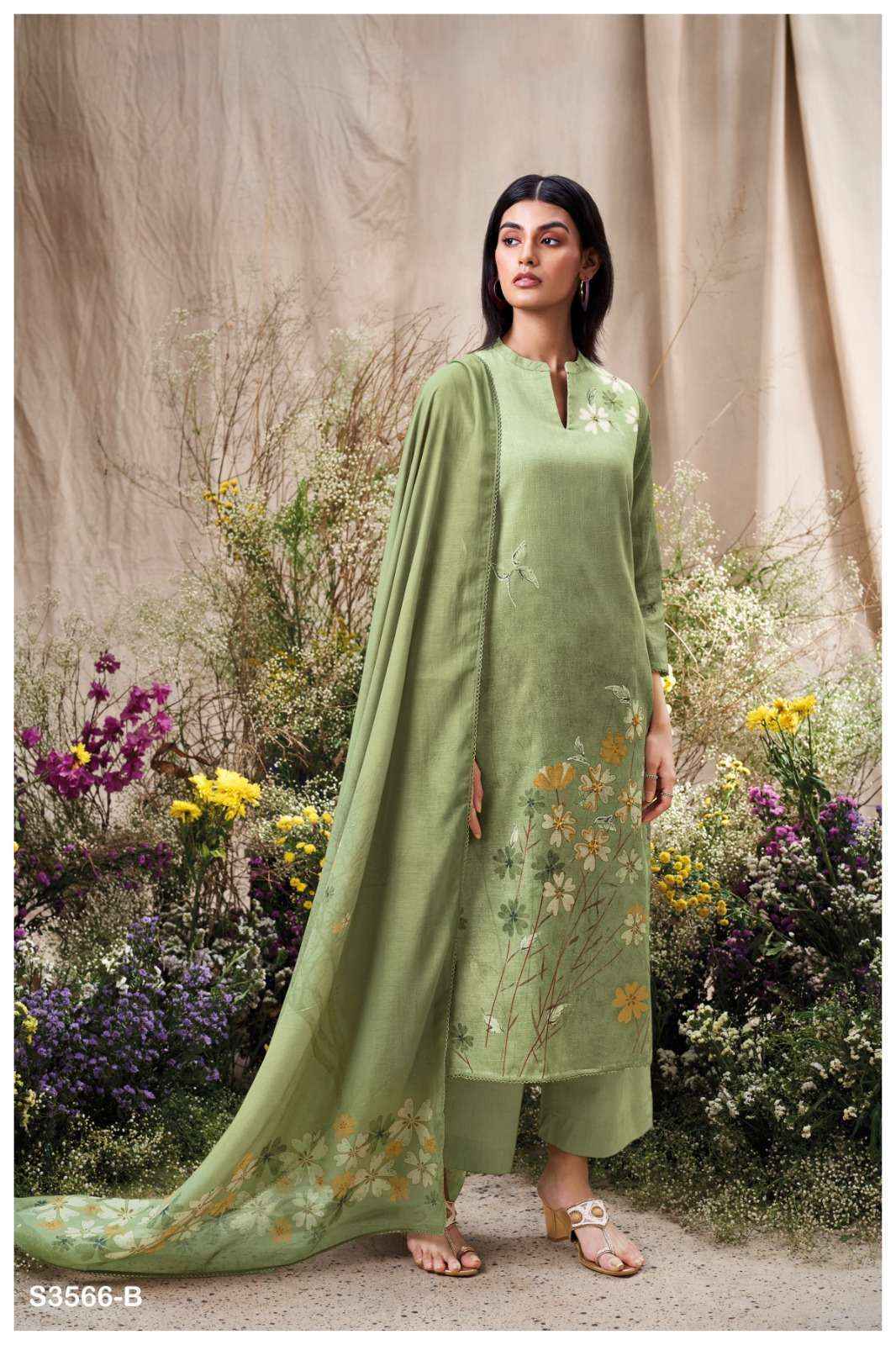 Ganga Ela 3566 Linen Cotton Dress Material 4 pcs Catalogue