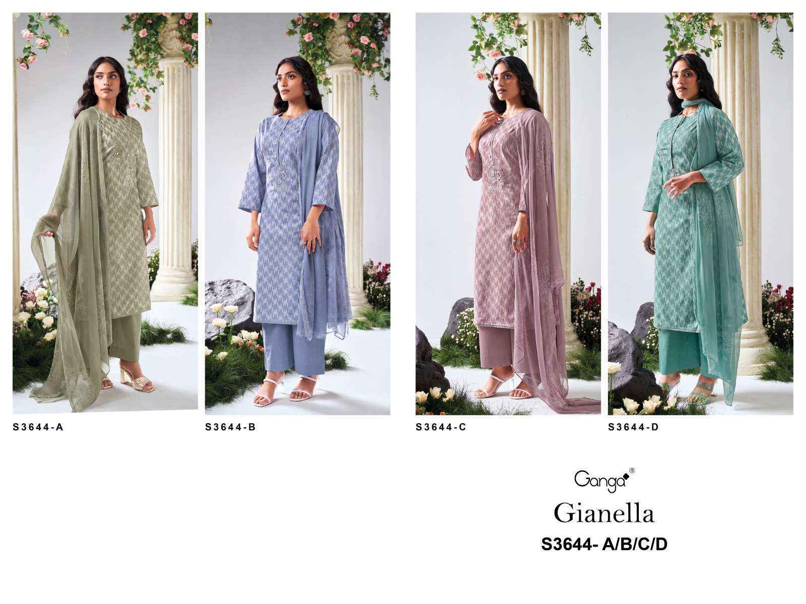 Ganga Gianella-3644 Cotton Dress Material (4 pcs Catalogue)