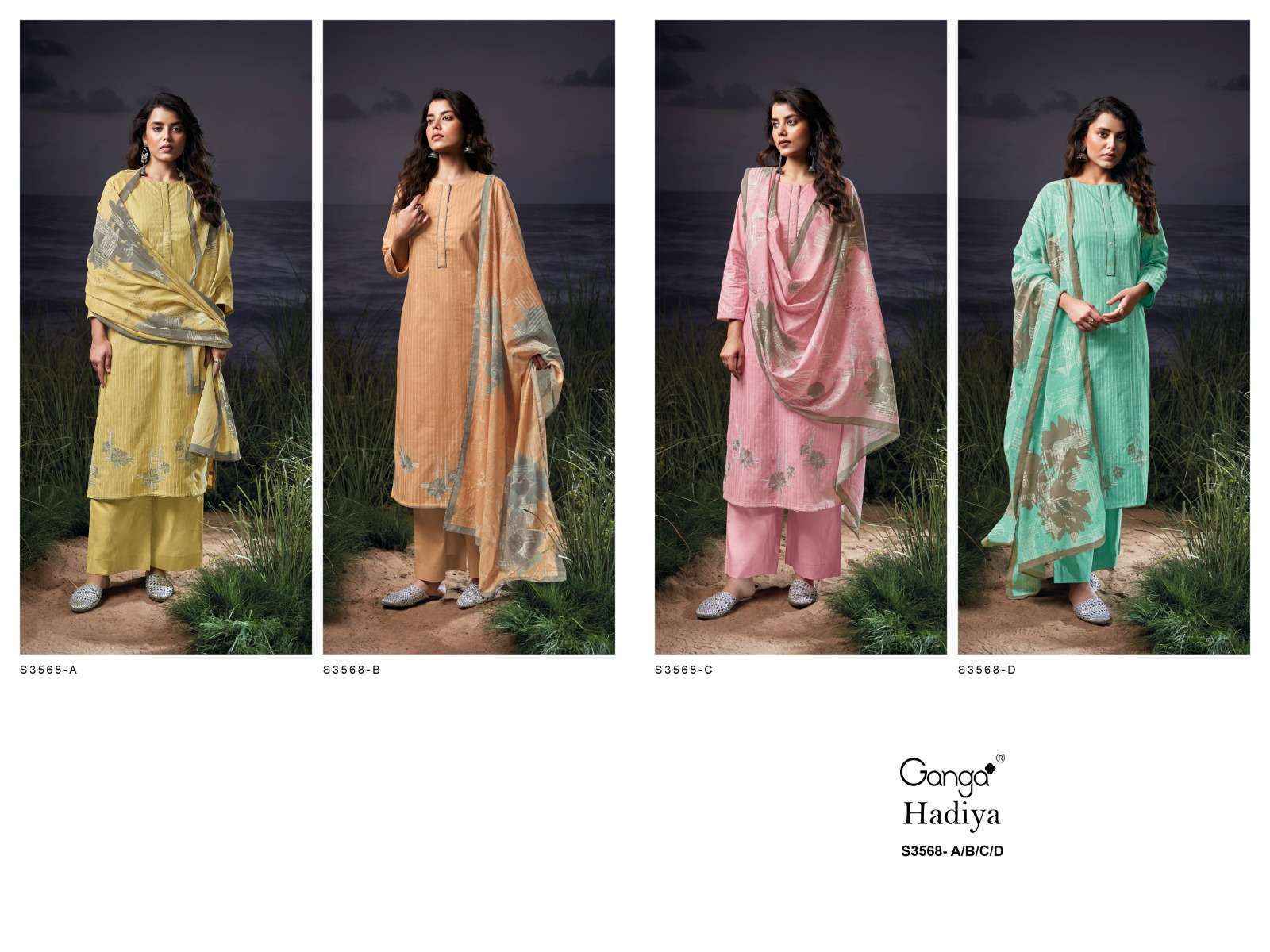 Ganga Hadiya-3568 Cotton Dress Material (4 pcs Catalogue)
