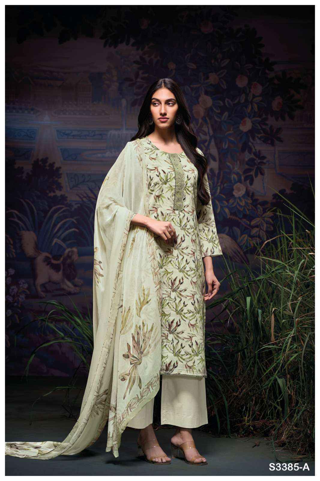 Ganga Ireland-3385 Cotton Linen Dress Material (4 pcs Catalogue)