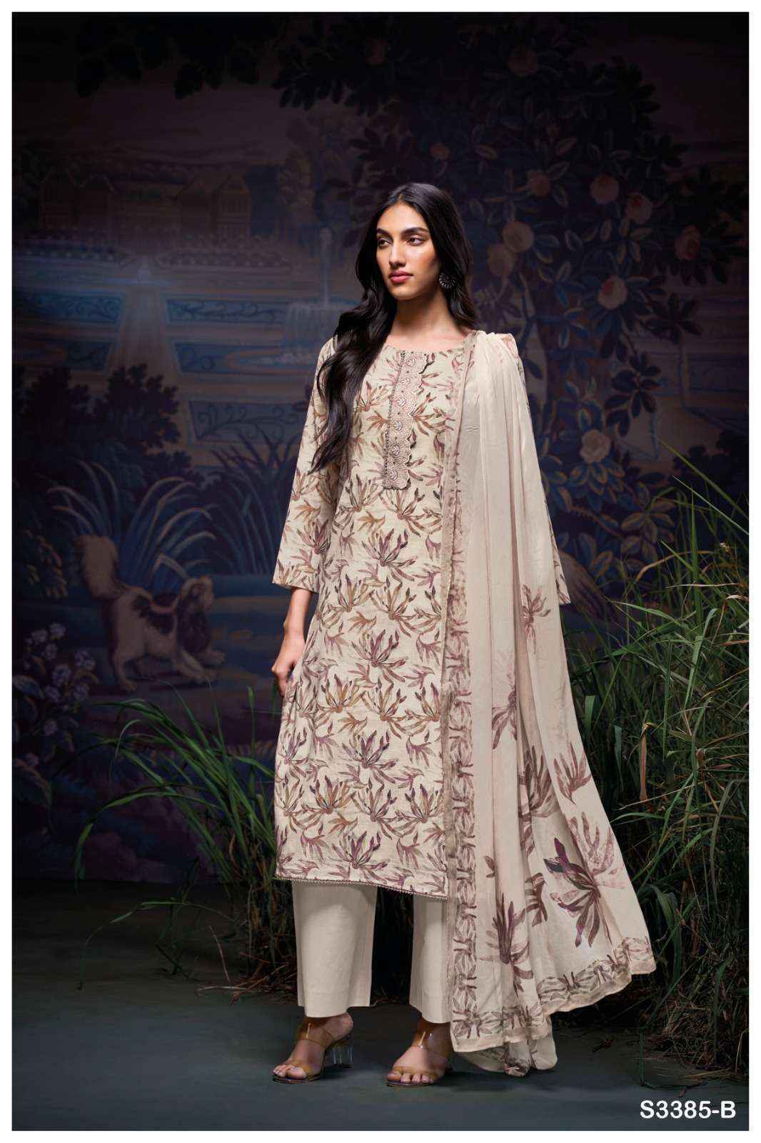 Ganga Ireland-3385 Cotton Linen Dress Material (4 pcs Catalogue)