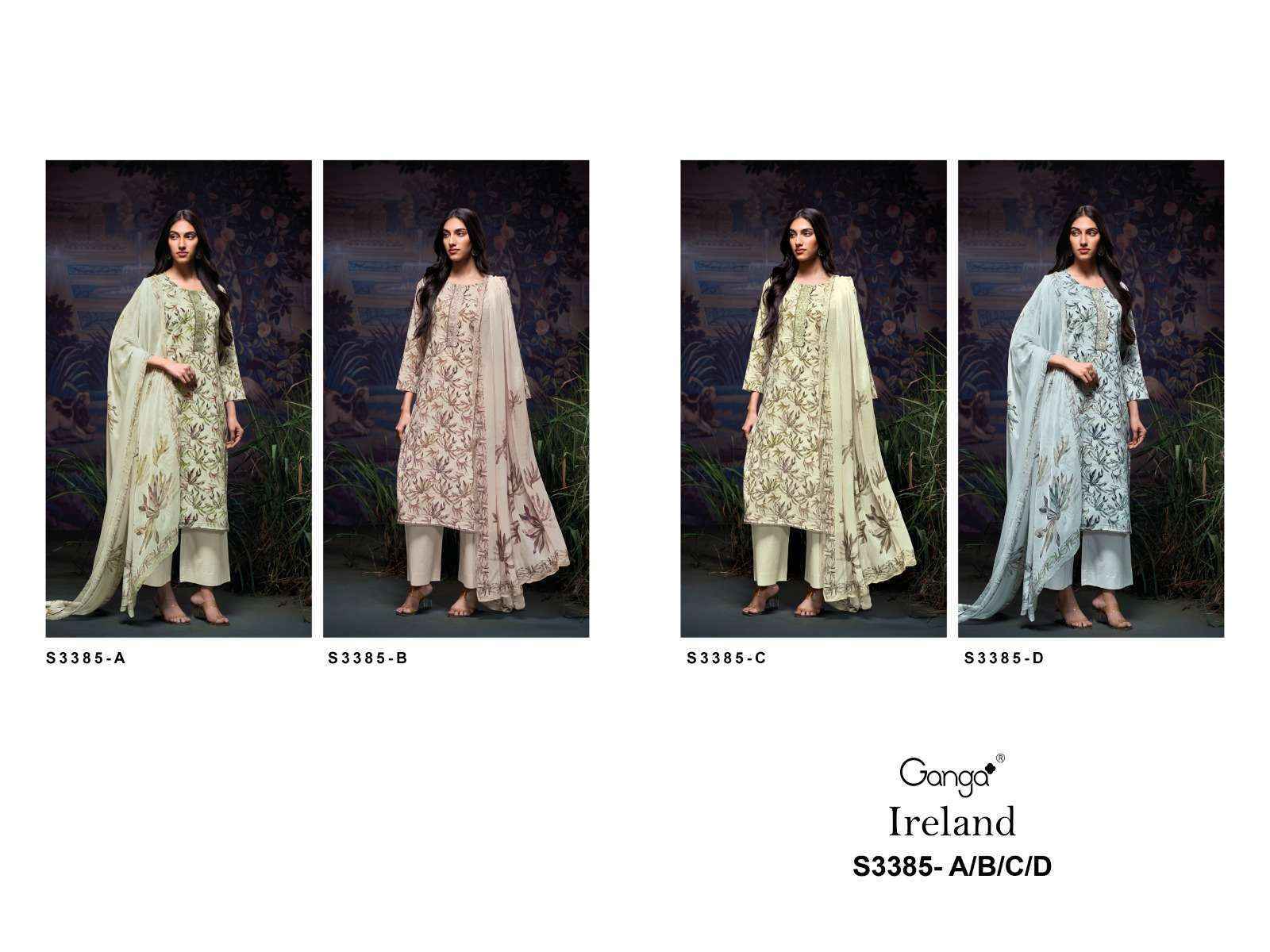 Ganga Ireland-3385 Cotton Linen Dress Material (4 pcs Catalogue)