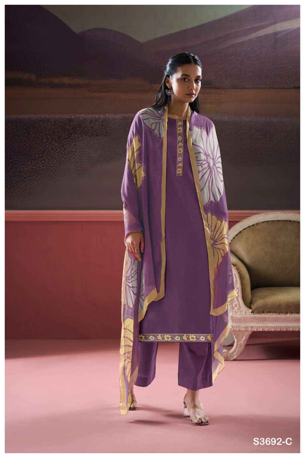 Ganga Kalash-3692 Cotton Silk Dress Material (4 pcs Catalogue)