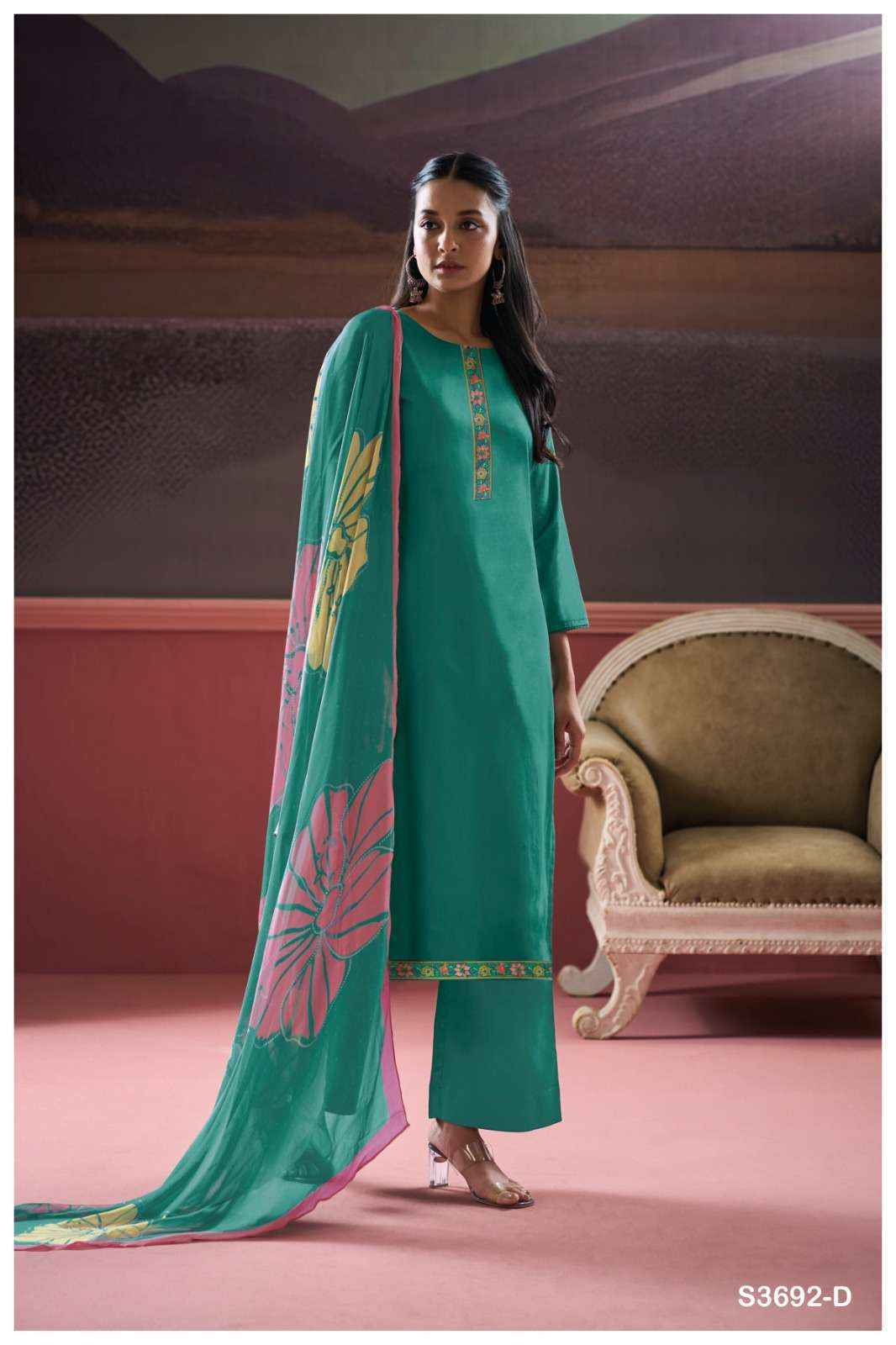 Ganga Kalash-3692 Cotton Silk Dress Material (4 pcs Catalogue)