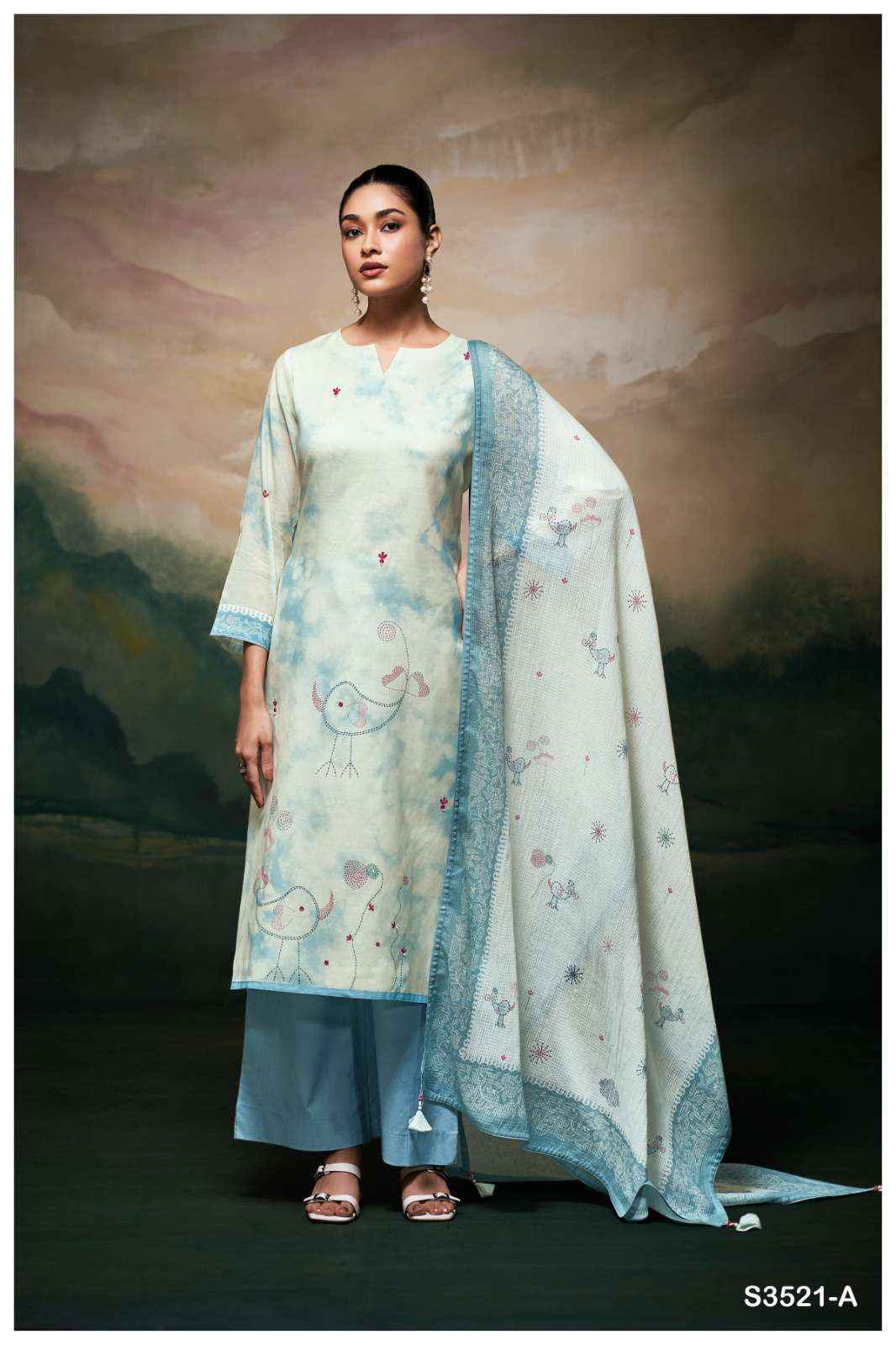 Ganga Meela-3521 Cotton Dress Material (4 pcs Catalogue)
