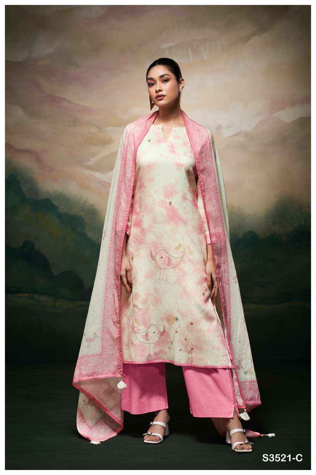 Ganga Meela-3521 Cotton Dress Material (4 pcs Catalogue)