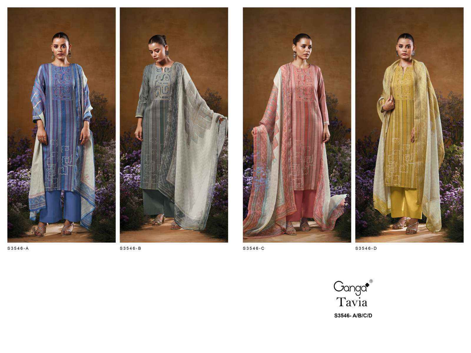 Ganga Tavia-3546 Cotton Dress Material (4 pcs Catalogue)