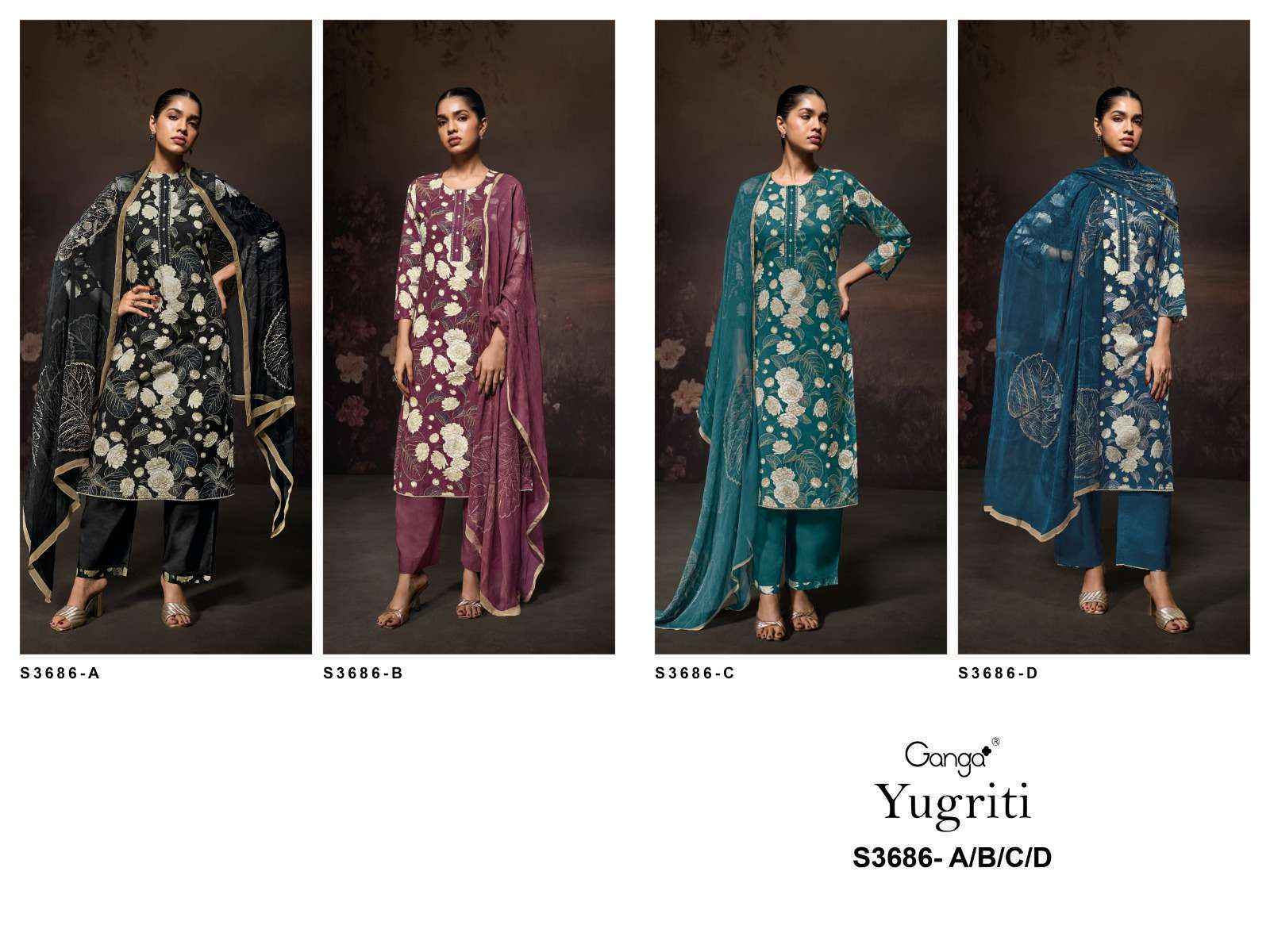 Ganga Yugriti-3686 Cotton Dress Material (4 pcs Catalogue)