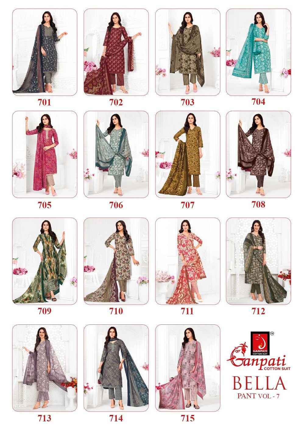 Ganpati Bella Patiyala Vol- 7 Readymade Cotton Dress (15 pcs Catalogue)