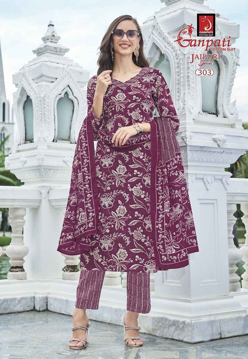 Ganpati Jaipuri Special Vol 14 Cotton Dress Material 15 pcs Catalogue