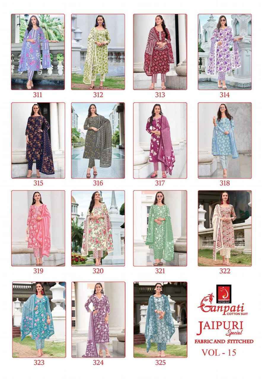 Ganpati Jaipuri Special Vol-15 Cotton Dress Material (15 pcs Catalogue)