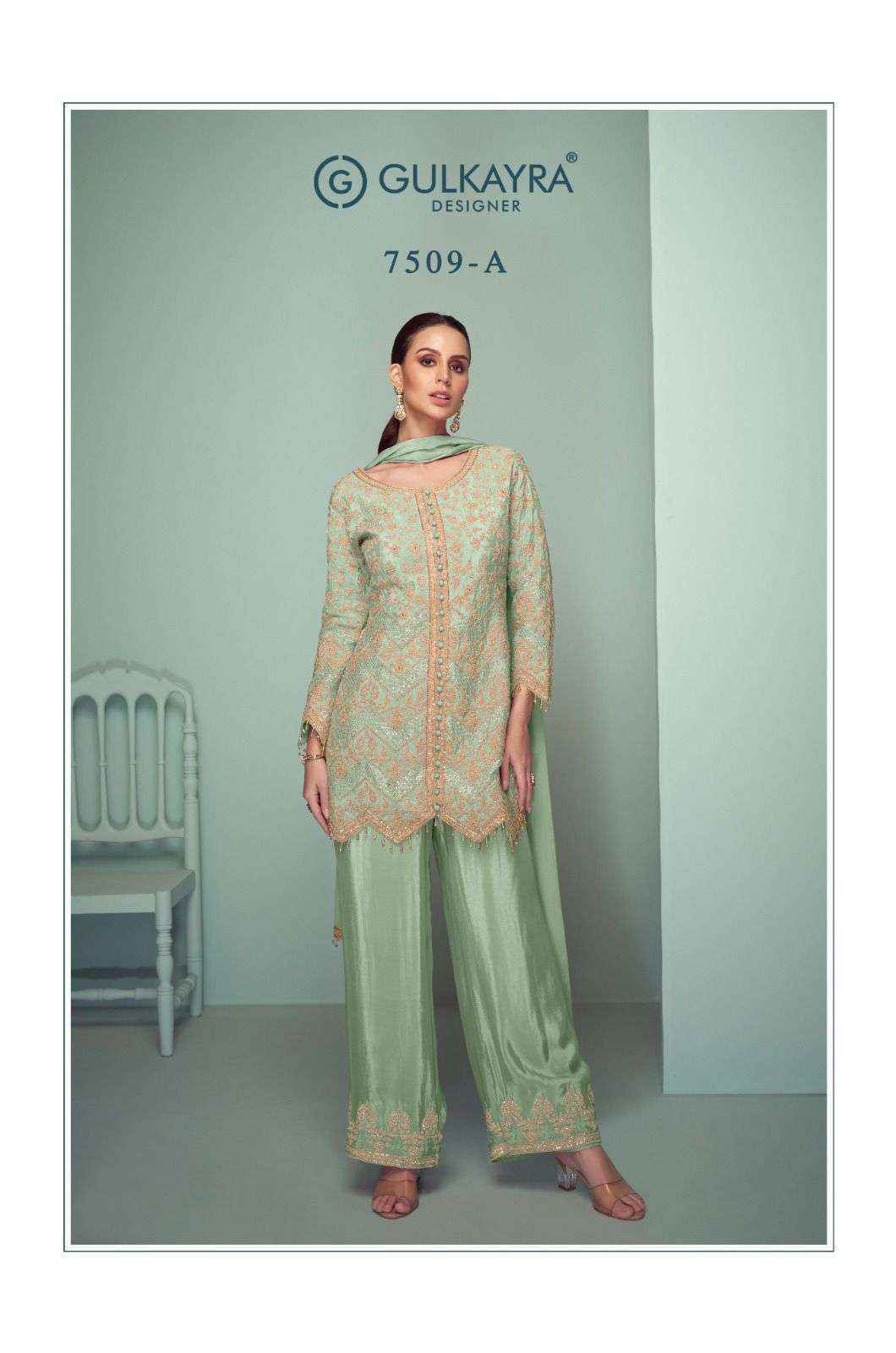 Gulkayra Designer Crown Platinum Readymade Chinon Dress (4 Pc Catalouge)