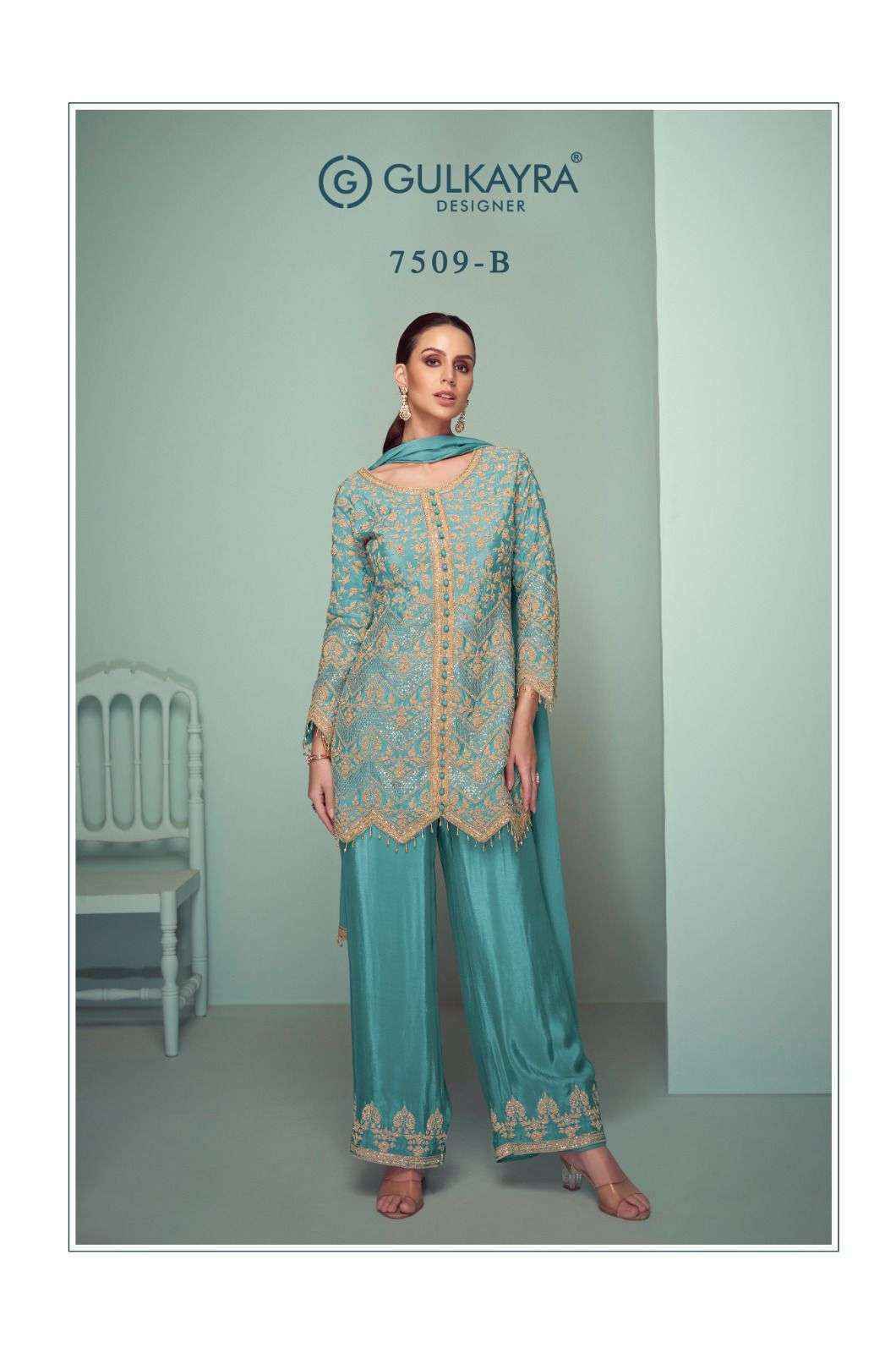 Gulkayra Designer Crown Platinum Readymade Chinon Dress (4 Pc Catalouge)