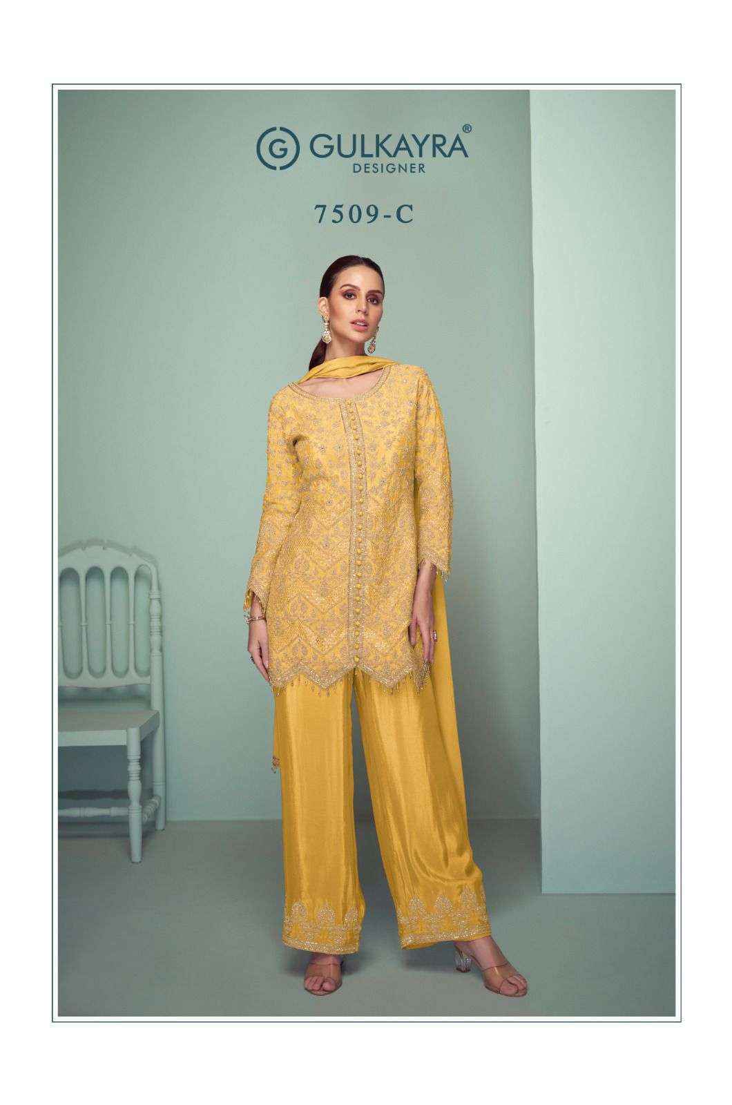 Gulkayra Designer Crown Platinum Readymade Chinon Dress (4 Pc Catalouge)