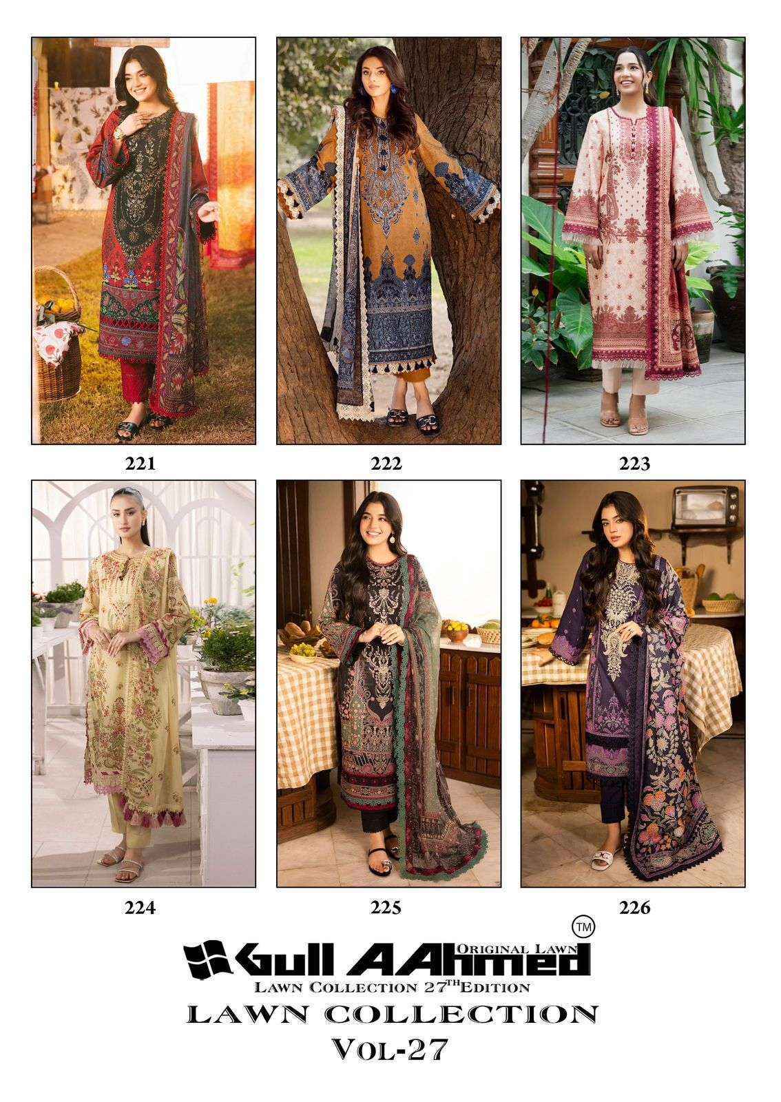 Gull Aahmed Lawn Collection Vol-27 Lawn Cotton Dress Material (6 pcs Catalogue)