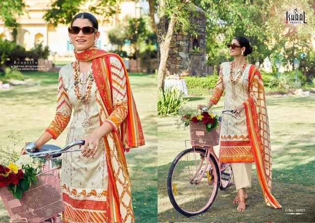 Ishaal Embroidered Vol-16 Lawn Cotton Dress Material (10 pcs Catalogue)