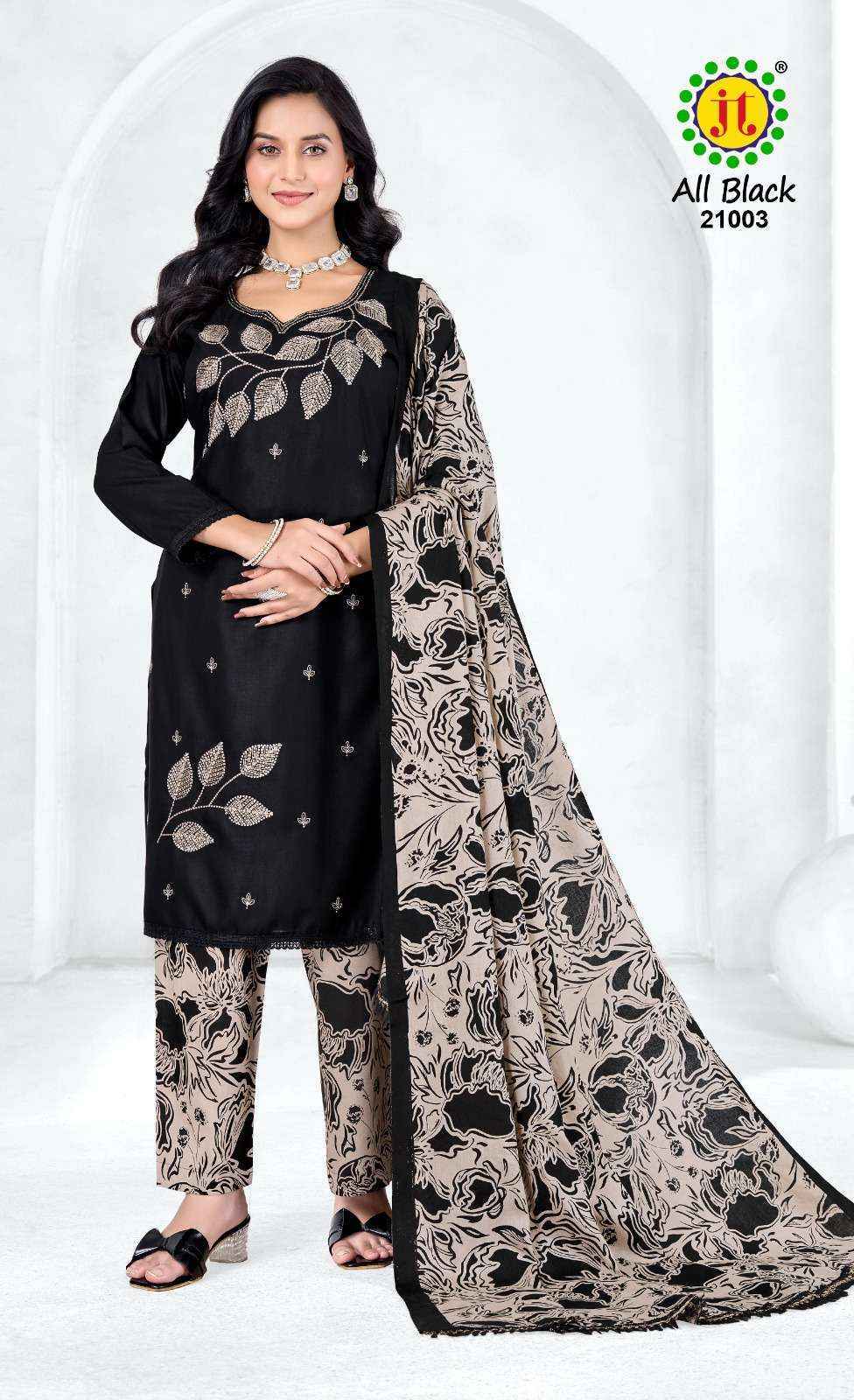 Jt All Black Vol-21 Rayon Dress Material (5 pcs Catalogue)