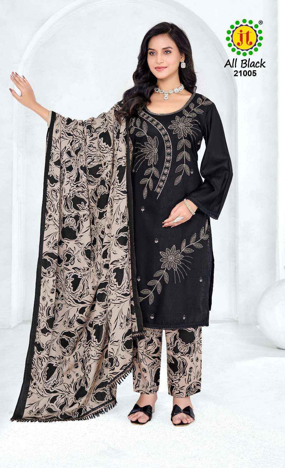 Jt All Black Vol-21 Rayon Dress Material (5 pcs Catalogue)