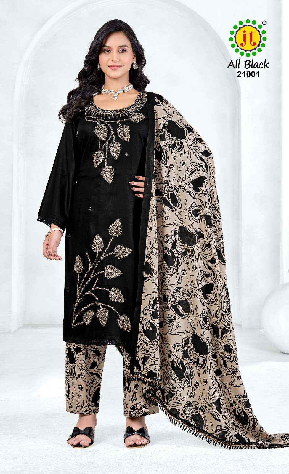 Jt All Black Vol-21 Rayon Dress Material (5 pcs Catalogue)