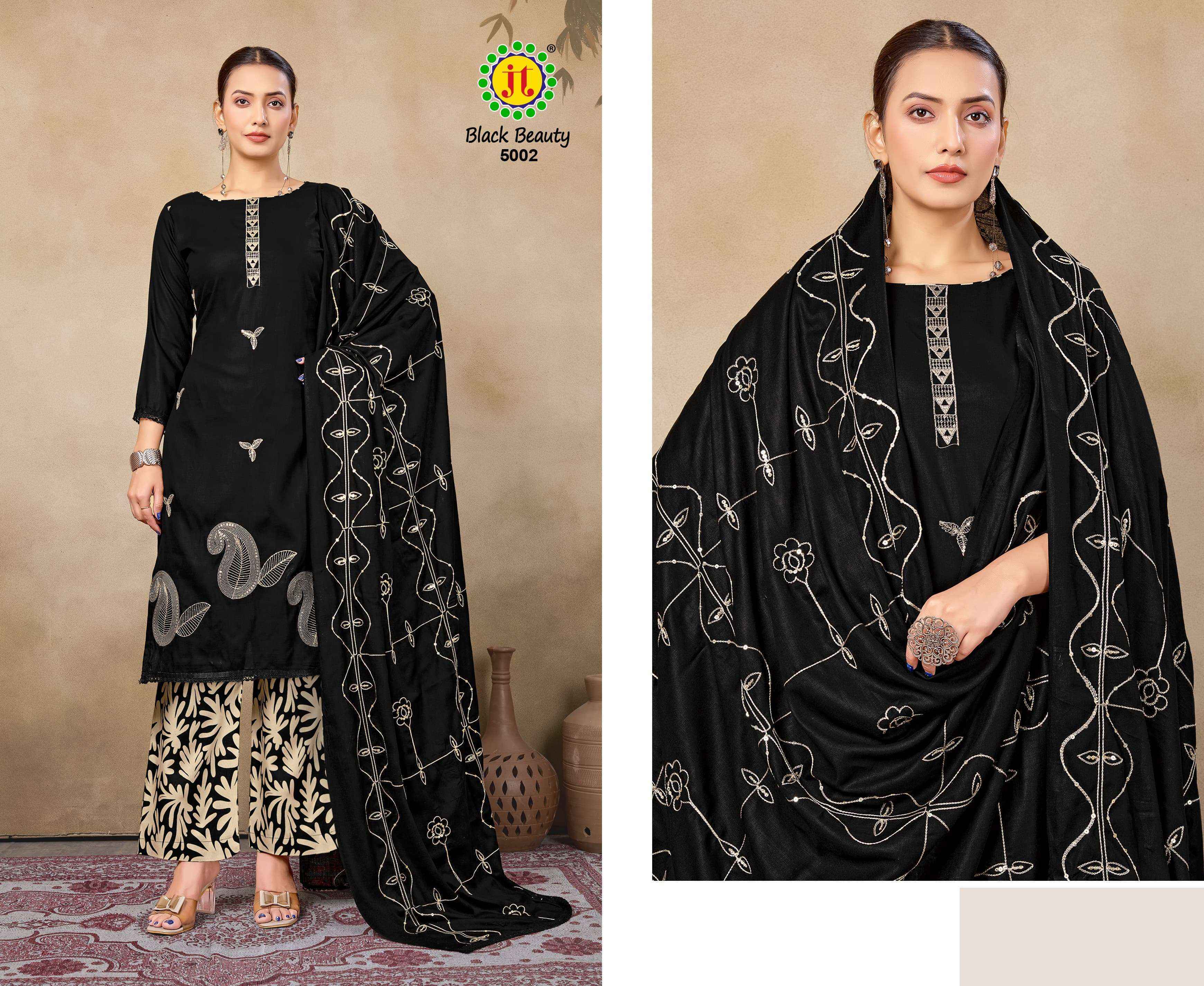 Jt Black Beauty Vol-5 Rayon Dress Material (5 pcs Catalogue)