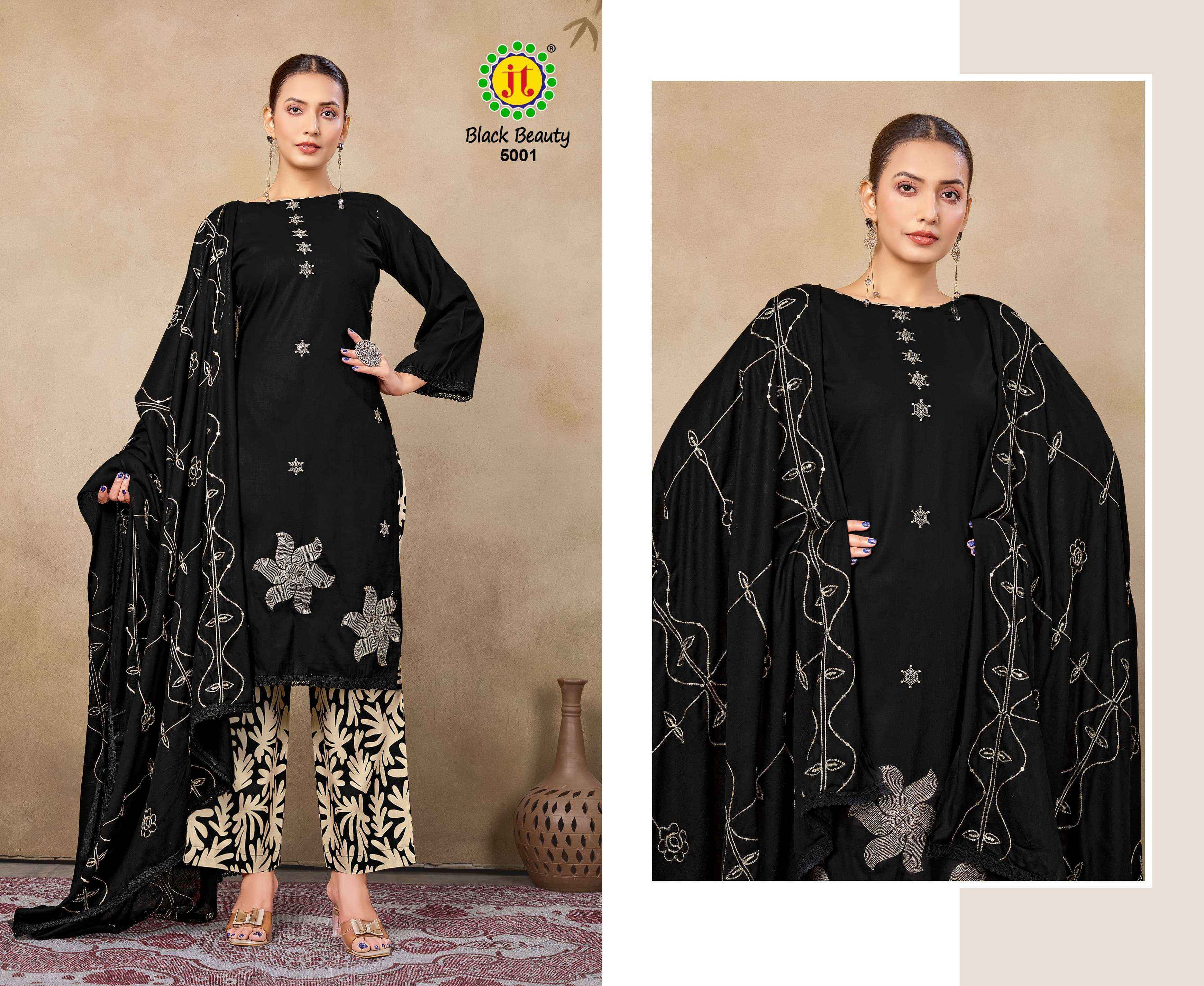 Jt Black Beauty Vol-5 Rayon Dress Material (5 pcs Catalogue)