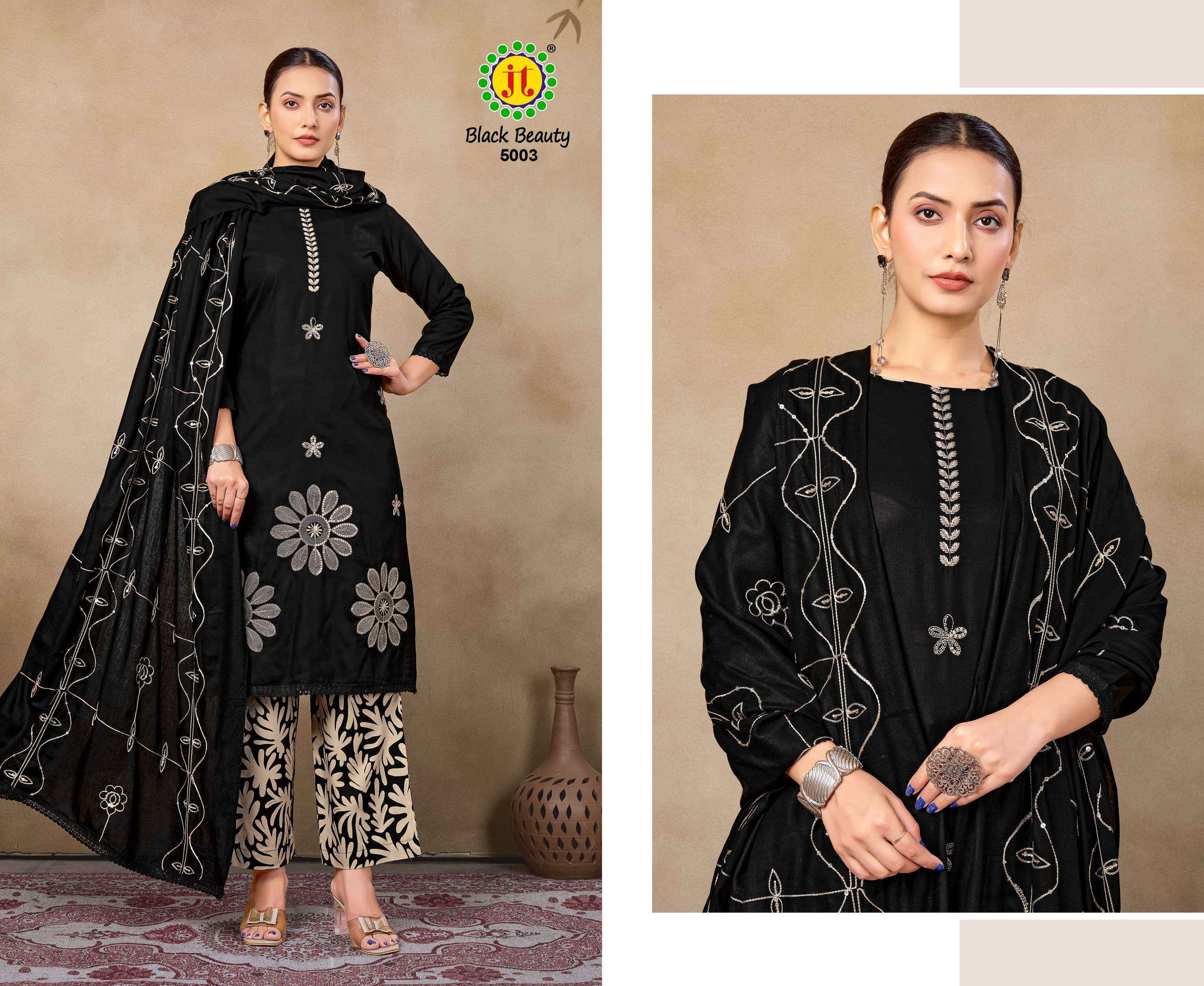 Jt Black Beauty Vol-5 Rayon Dress Material (5 pcs Catalogue)