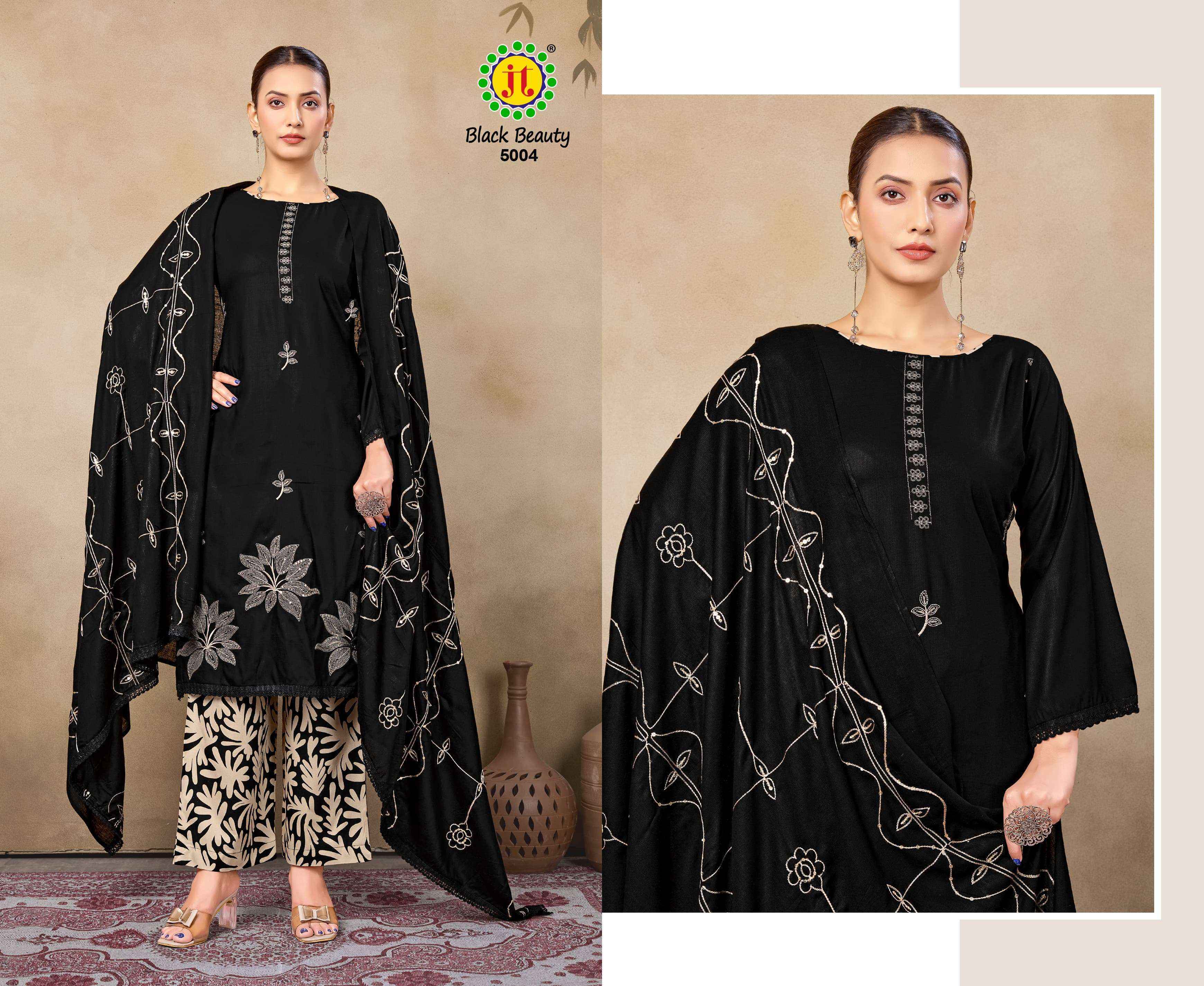 Jt Black Beauty Vol-5 Rayon Dress Material (5 pcs Catalogue)