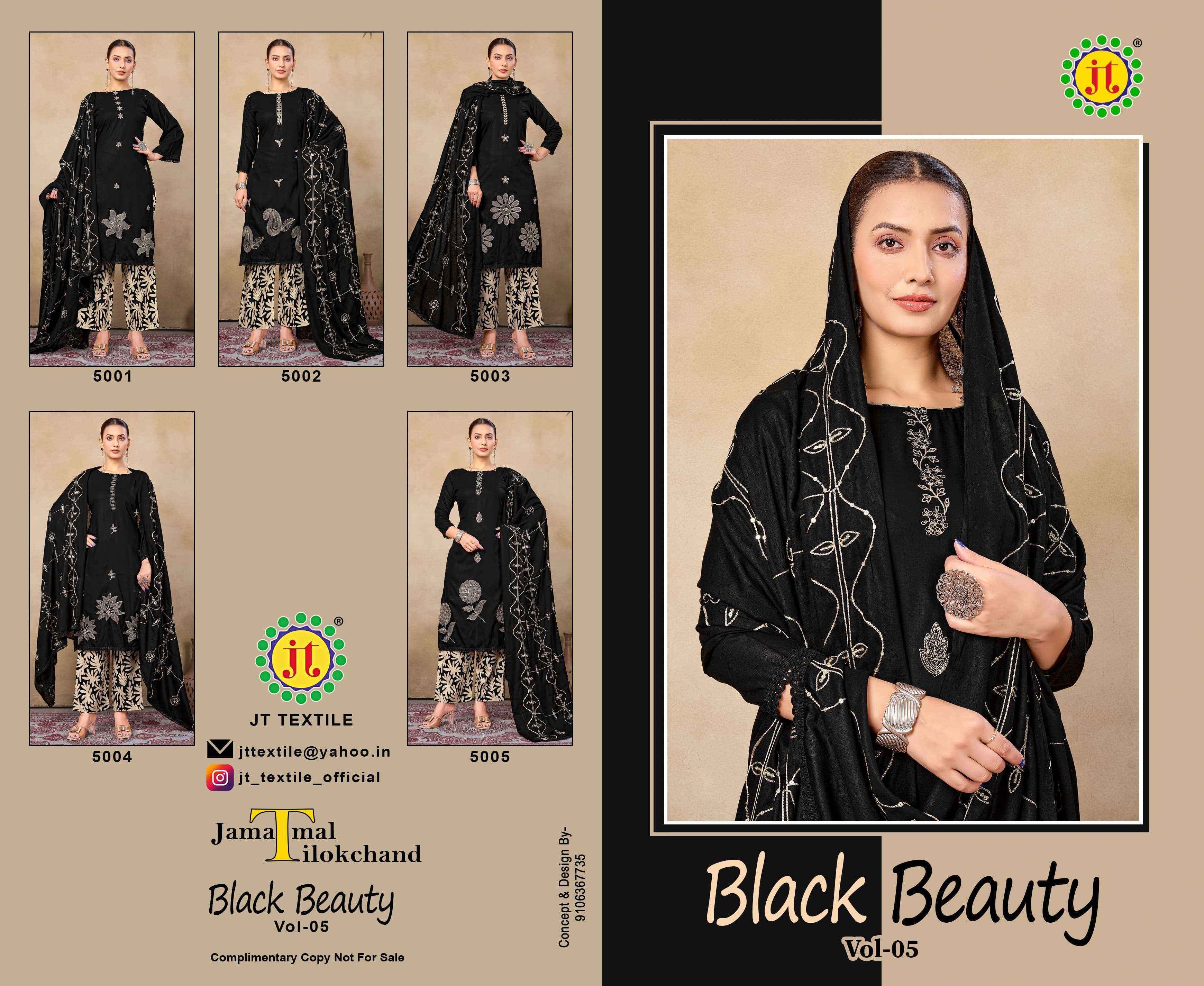 Jt Black Beauty Vol-5 Rayon Dress Material (5 pcs Catalogue)