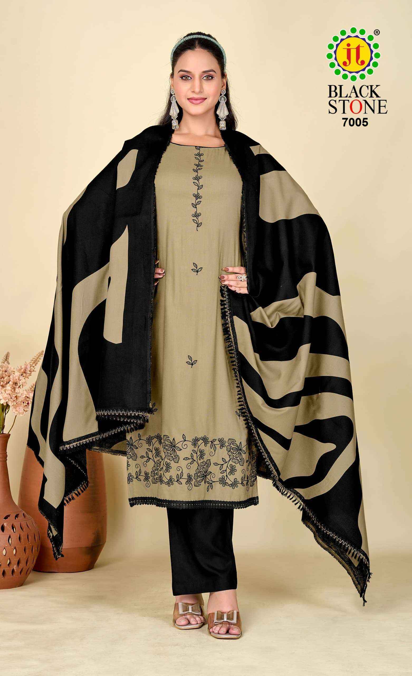 Jt Black Stone Vol-7 Rayon Dress Material (5 pcs Catalogue)