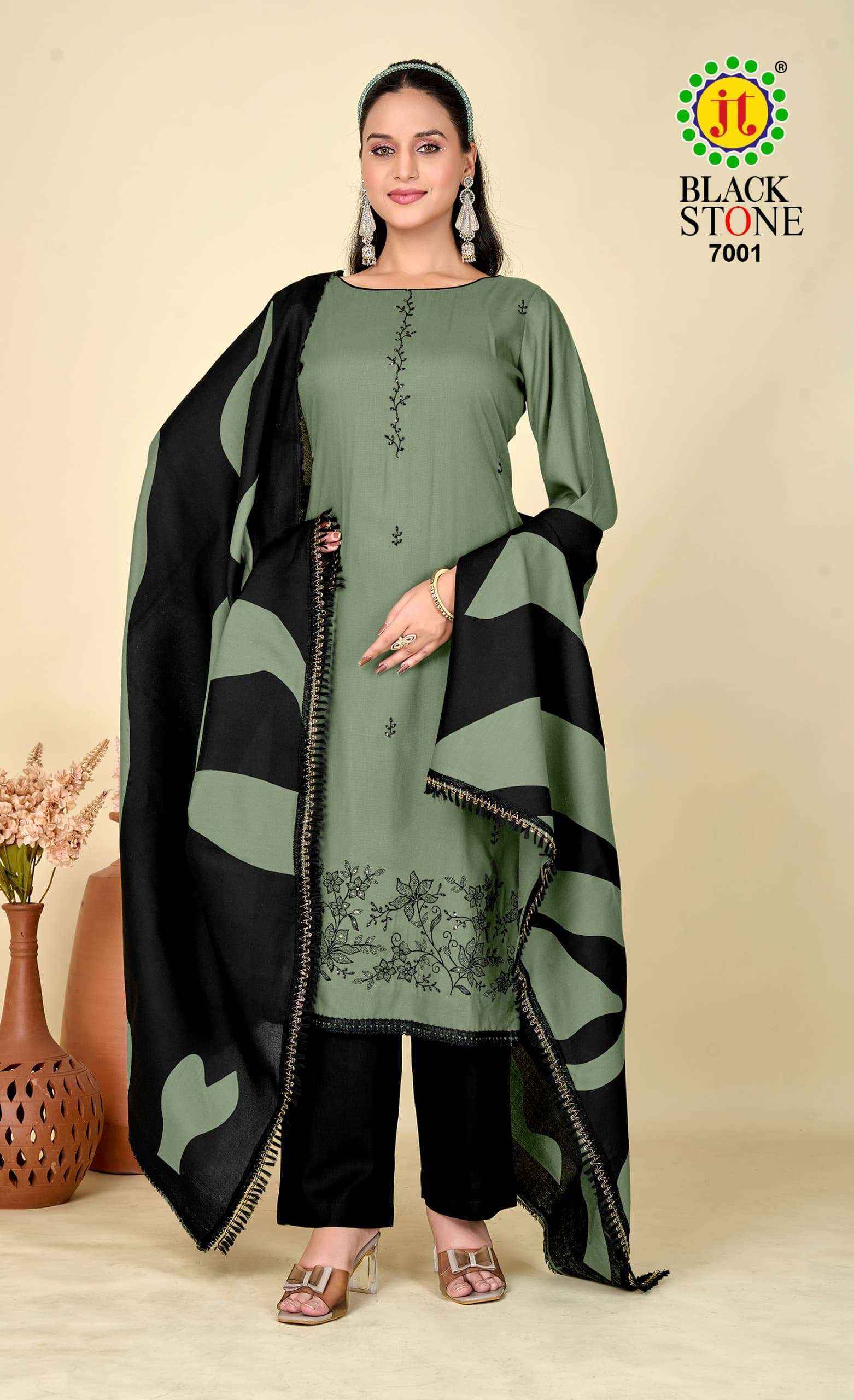 Jt Black Stone Vol-7 Rayon Dress Material (5 pcs Catalogue)