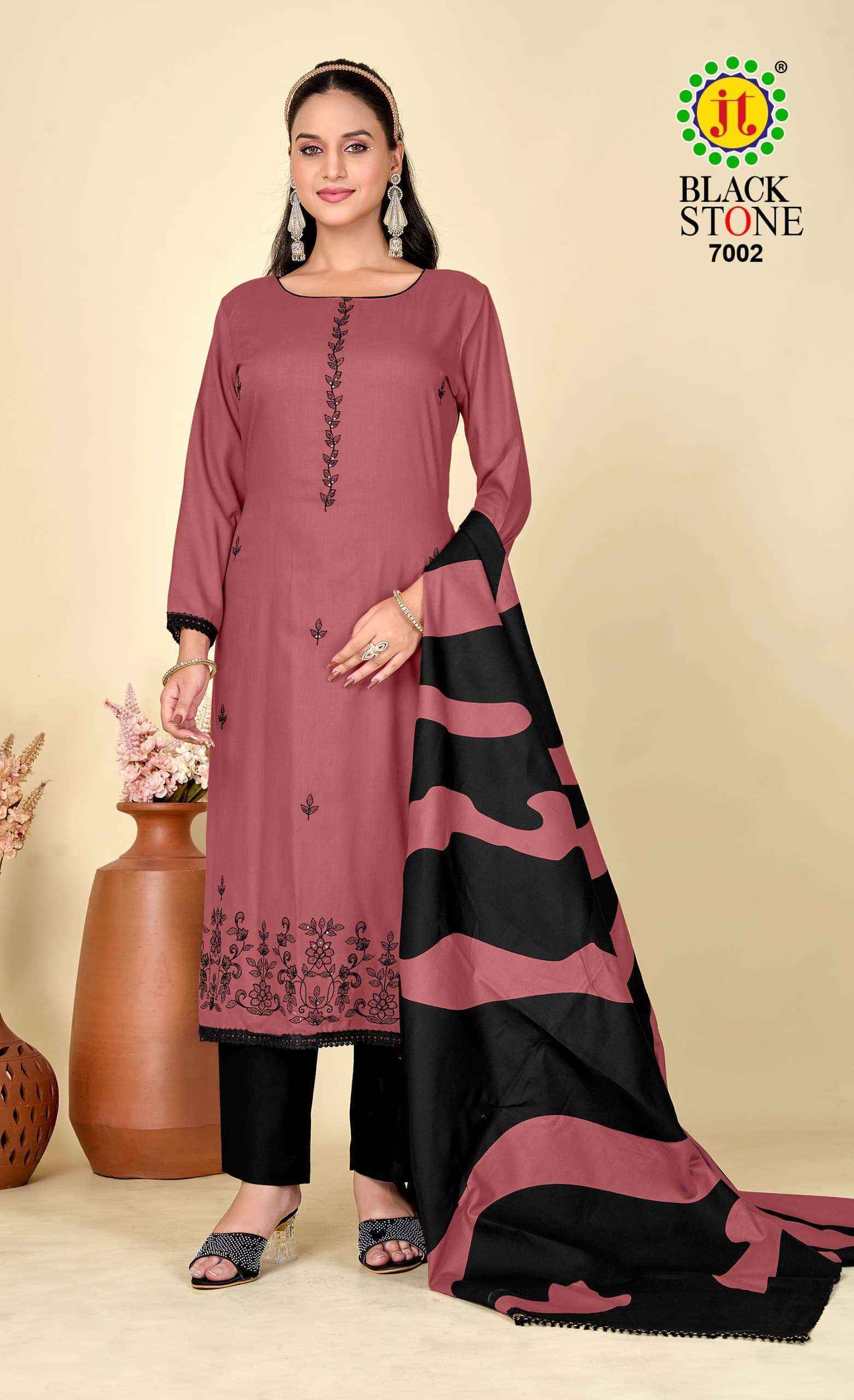 Jt Black Stone Vol-7 Rayon Dress Material (5 pcs Catalogue)