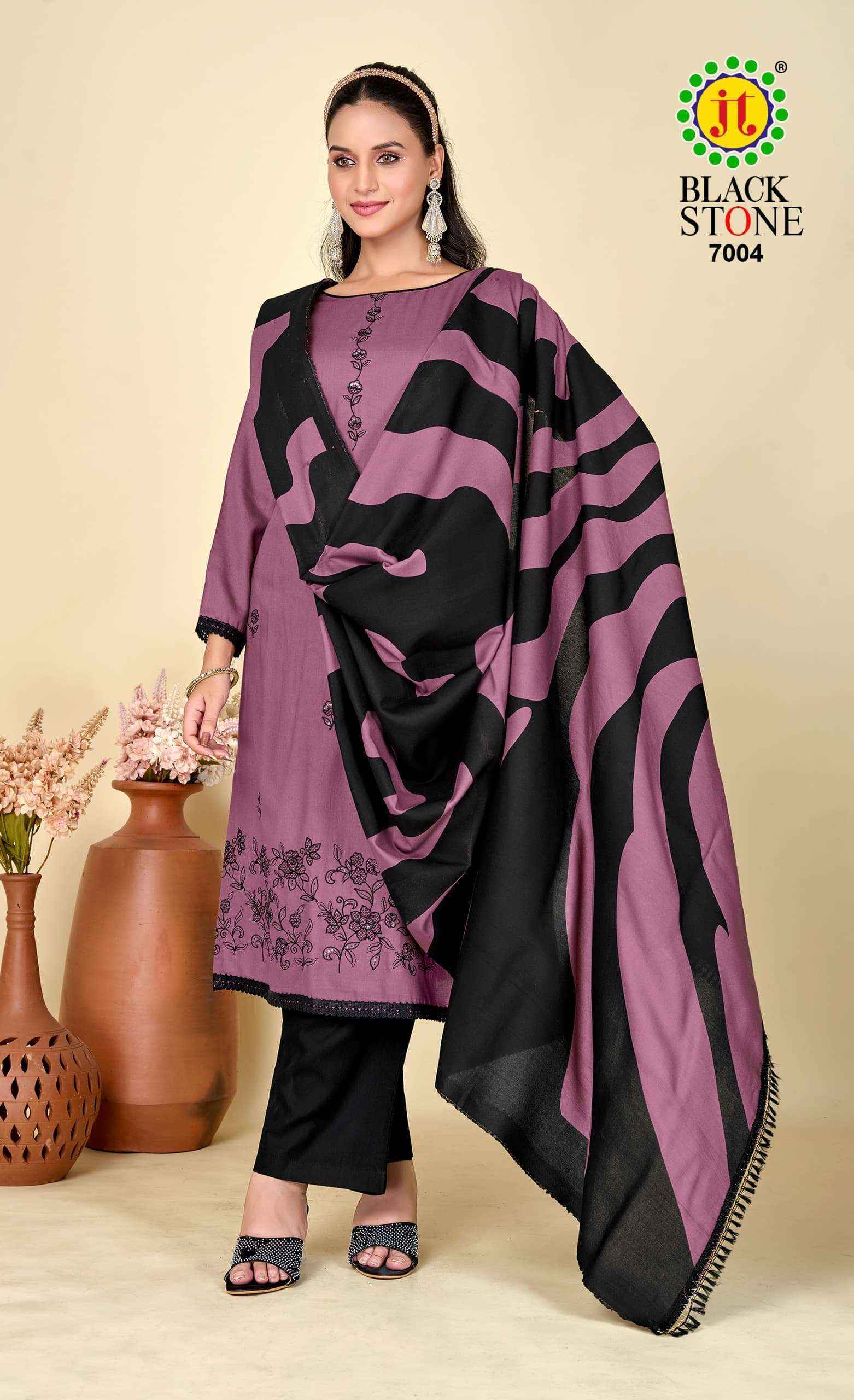 Jt Black Stone Vol-7 Rayon Dress Material (5 pcs Catalogue)